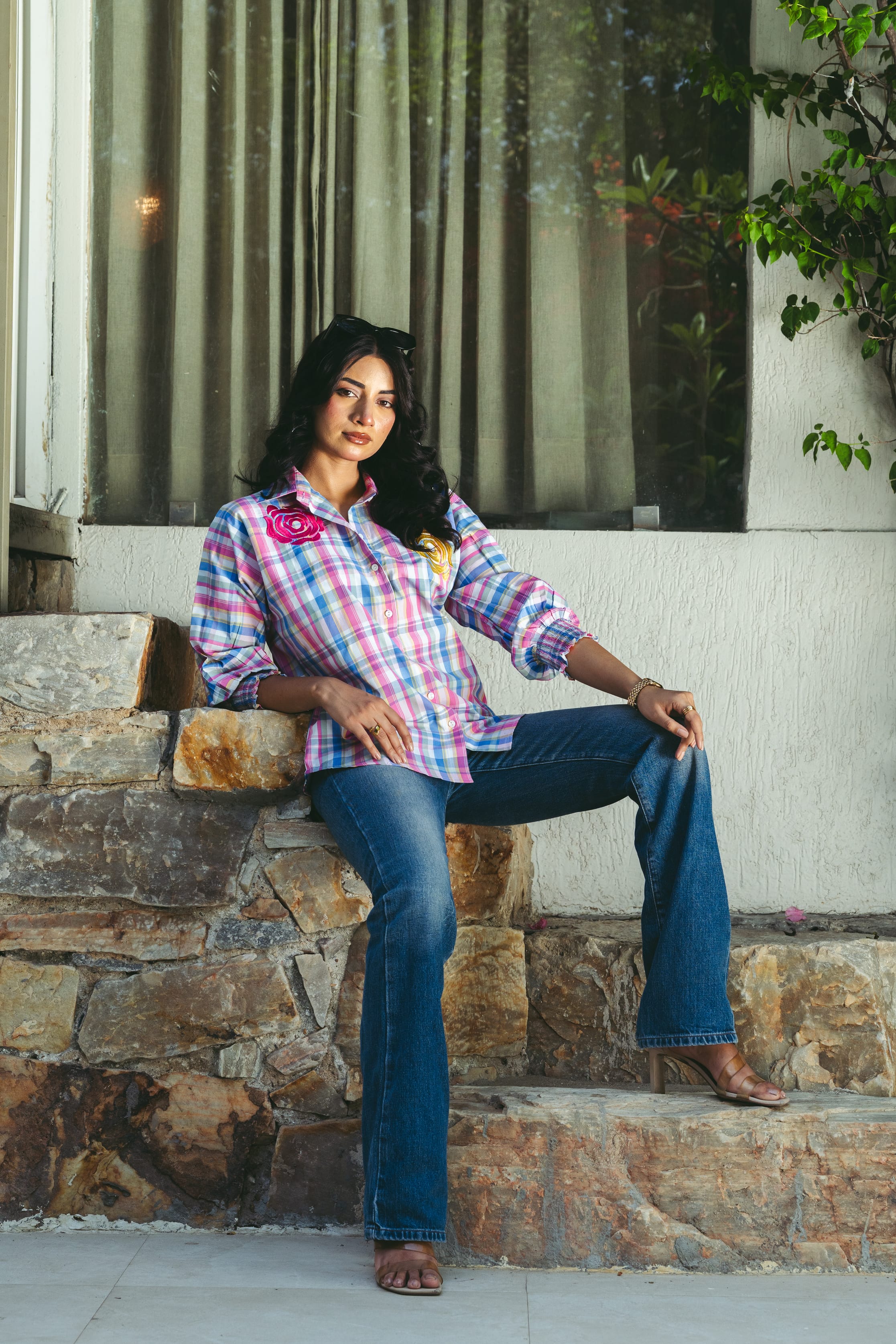 Embroidered Relaxed Fit Shirt - Blue