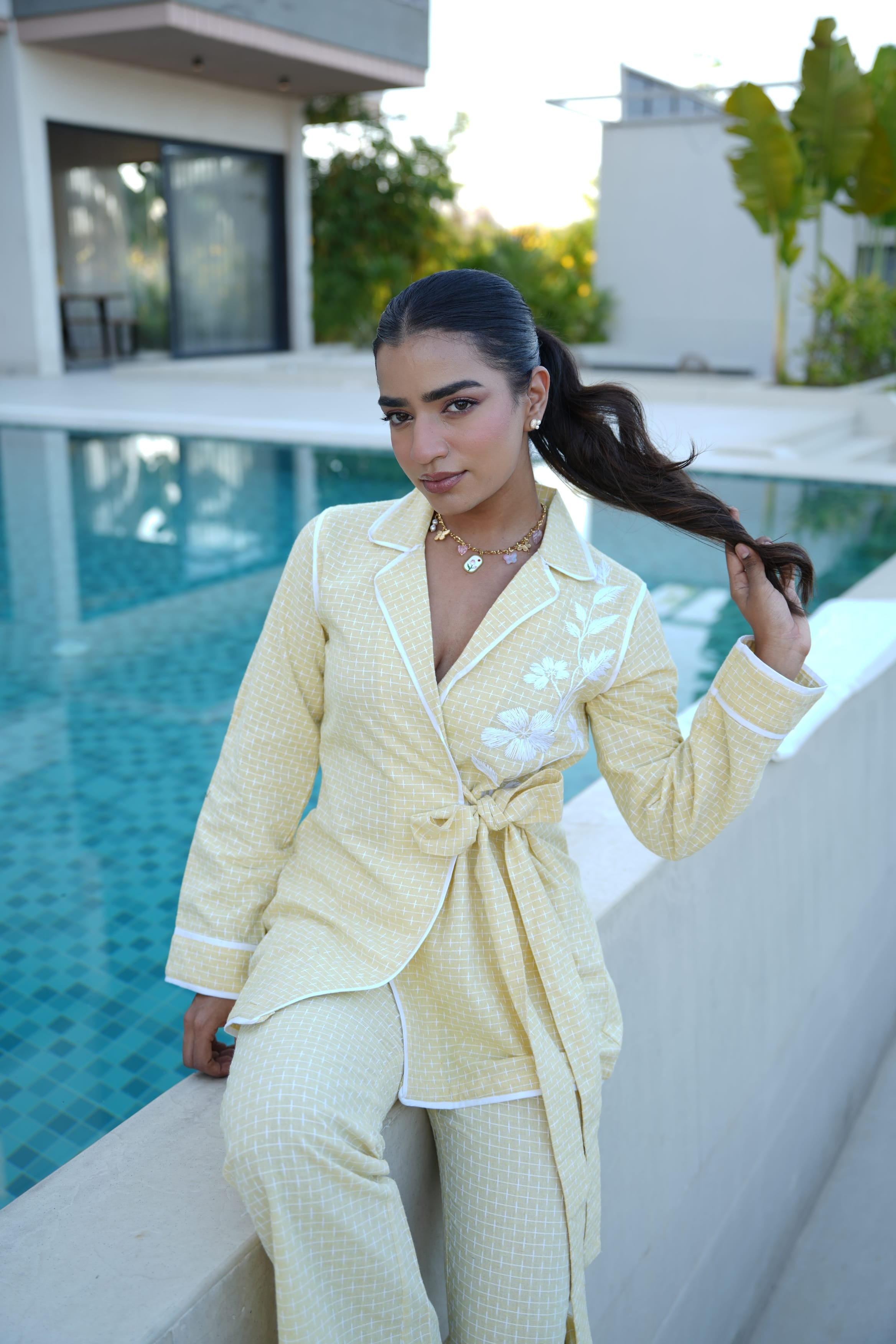 Rhea Embroidered Set - Butter Yellow