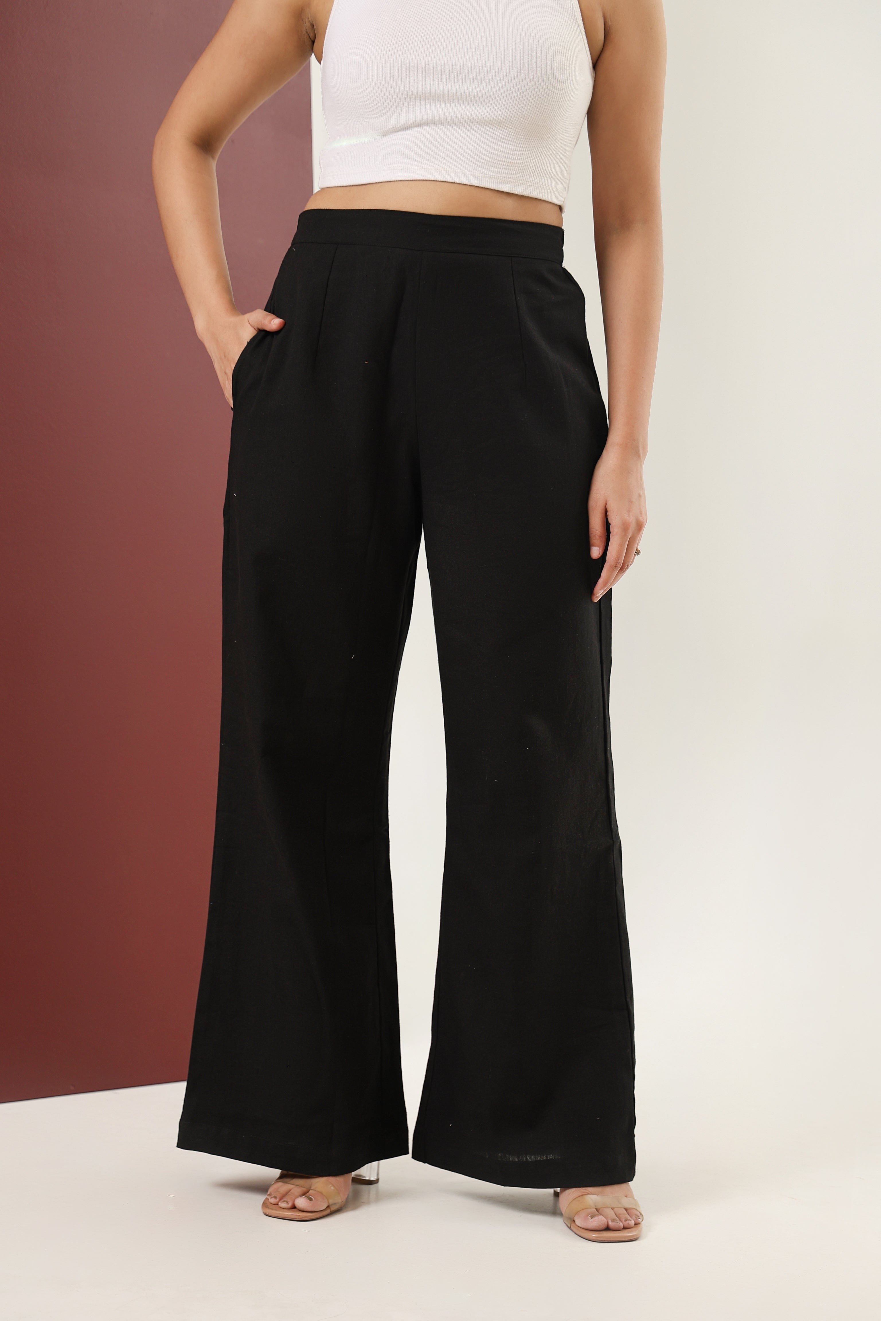 Flared Trousers - Kohl Black