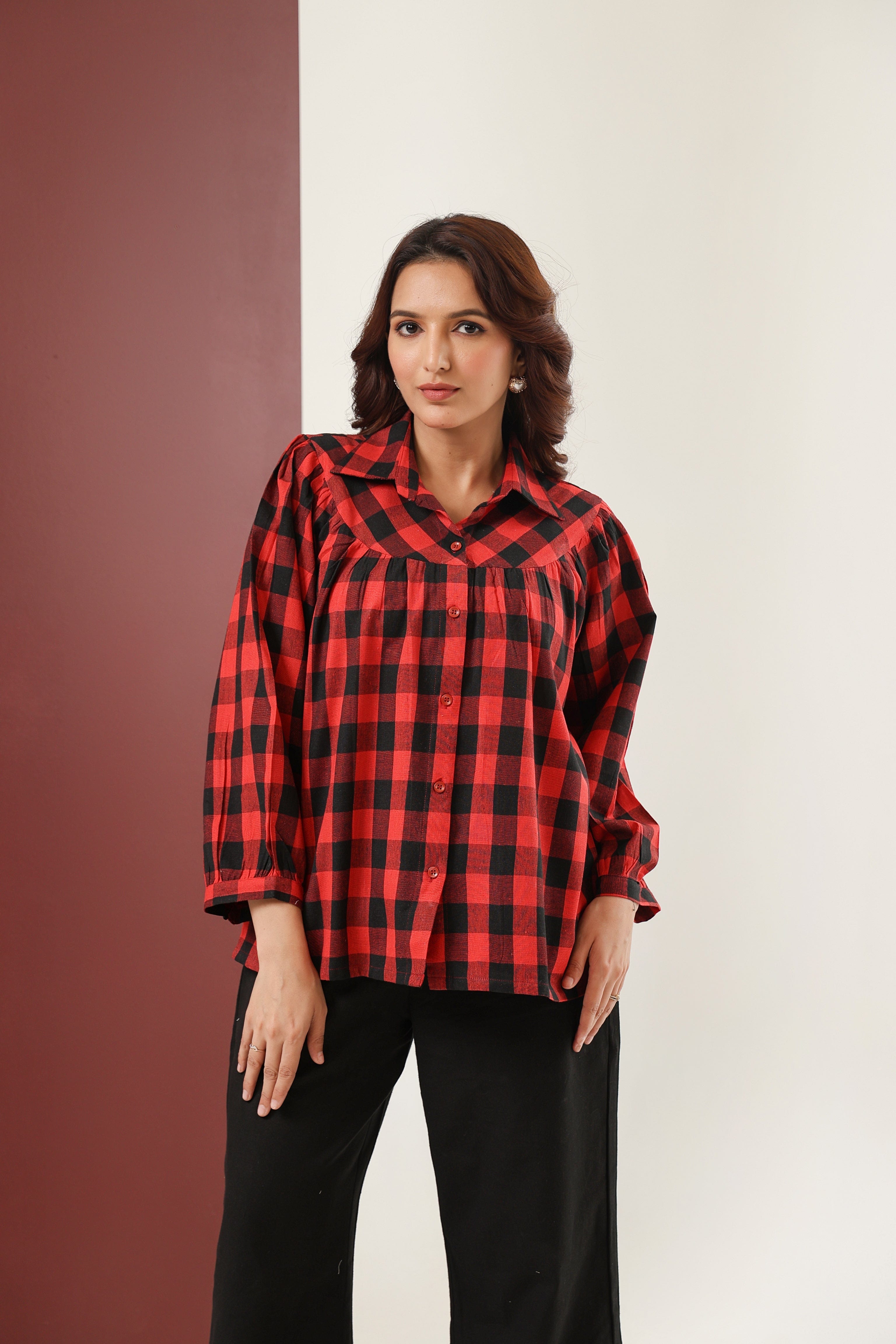Gingham Check Shirt - Red