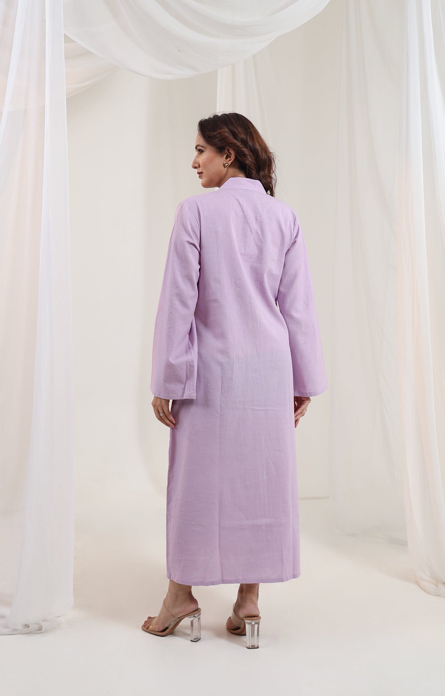 Pleated Long Kurta - Lavender Mist