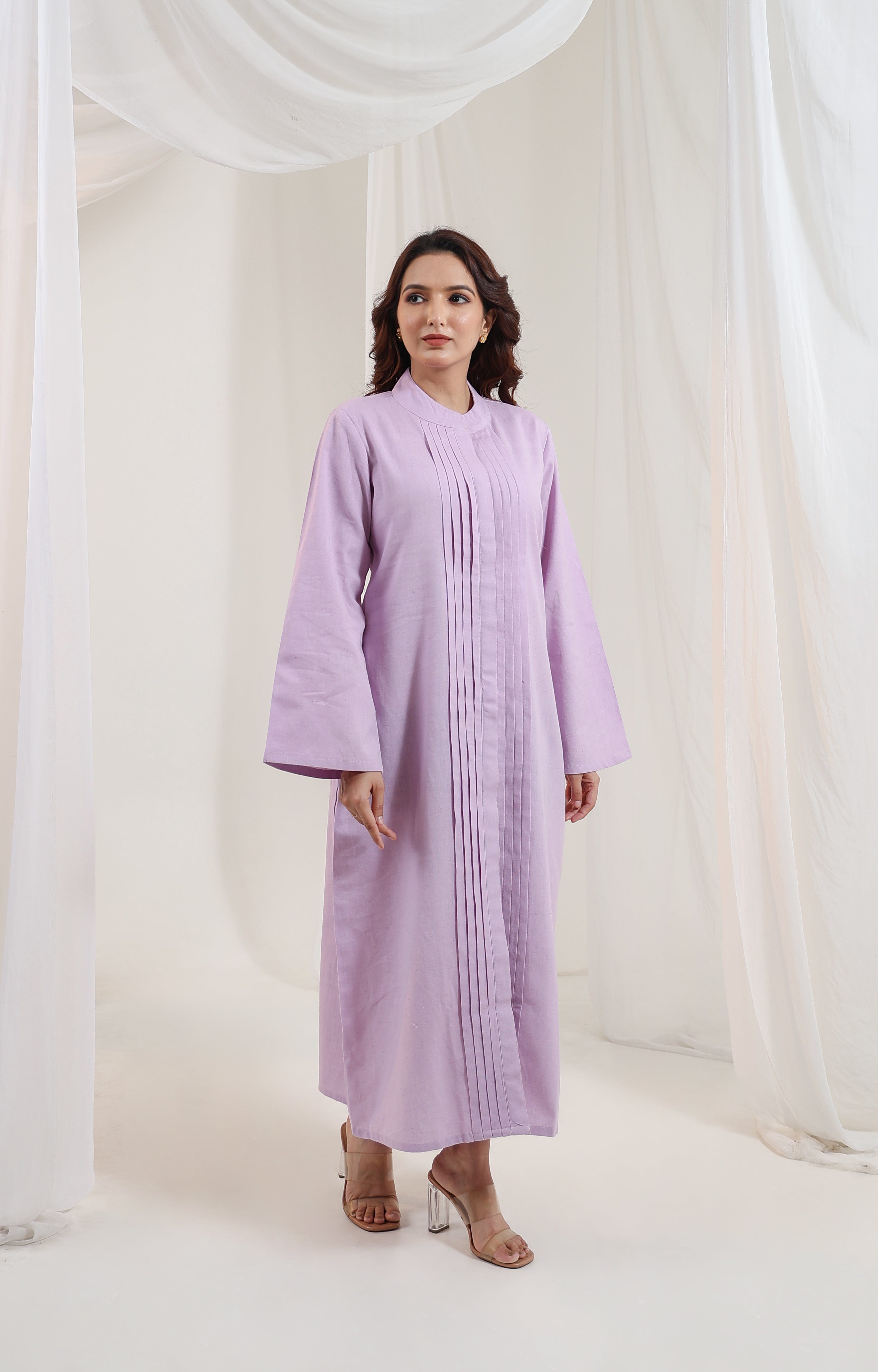 Pleated Long Kurta - Lavender Mist