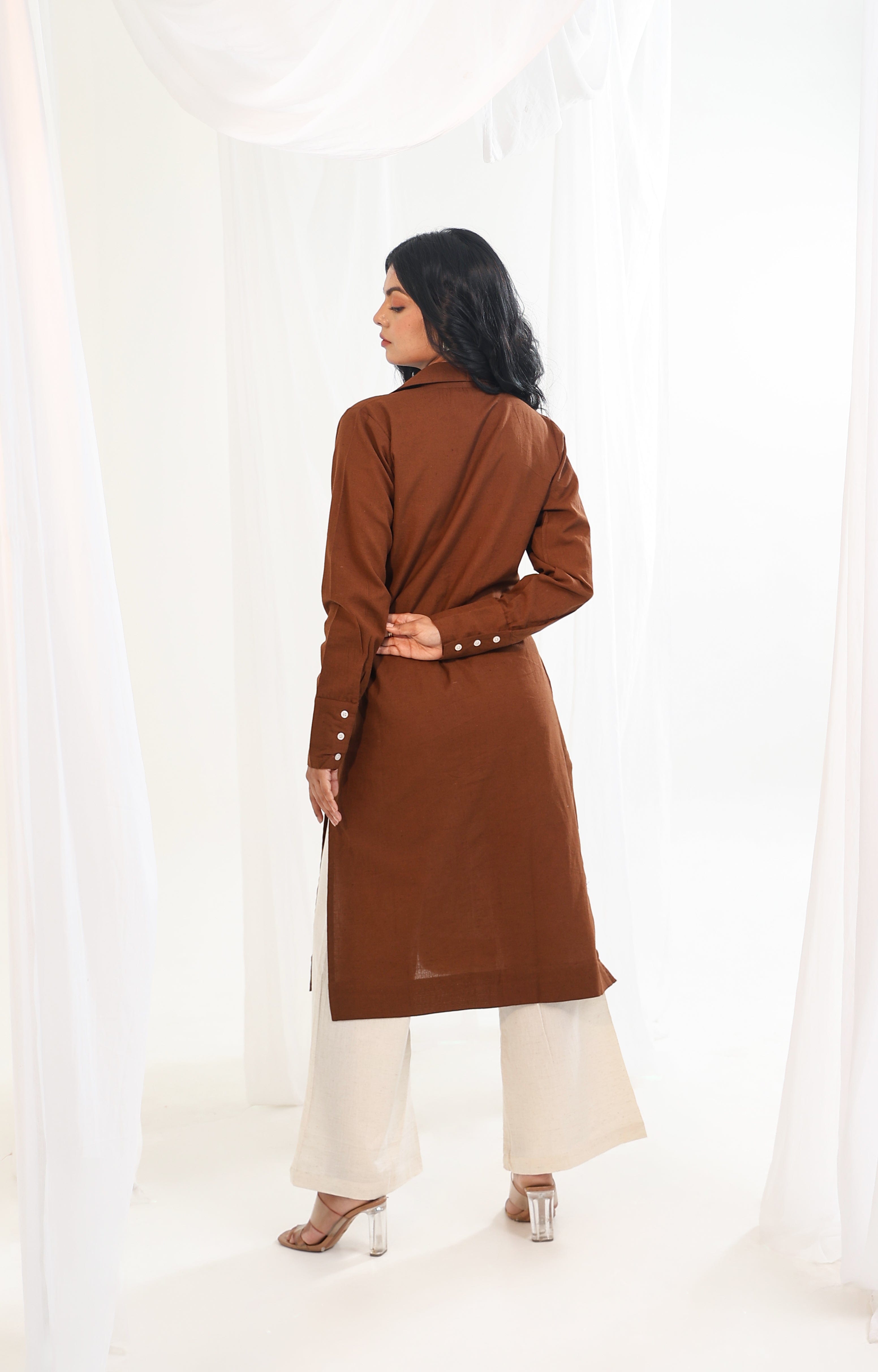 Long Shirt Kurta - Earth Brown