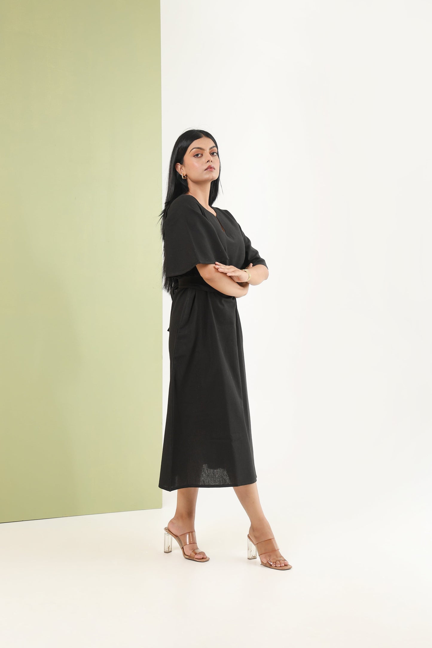 Tie-up Midi Dress - Kohl Black