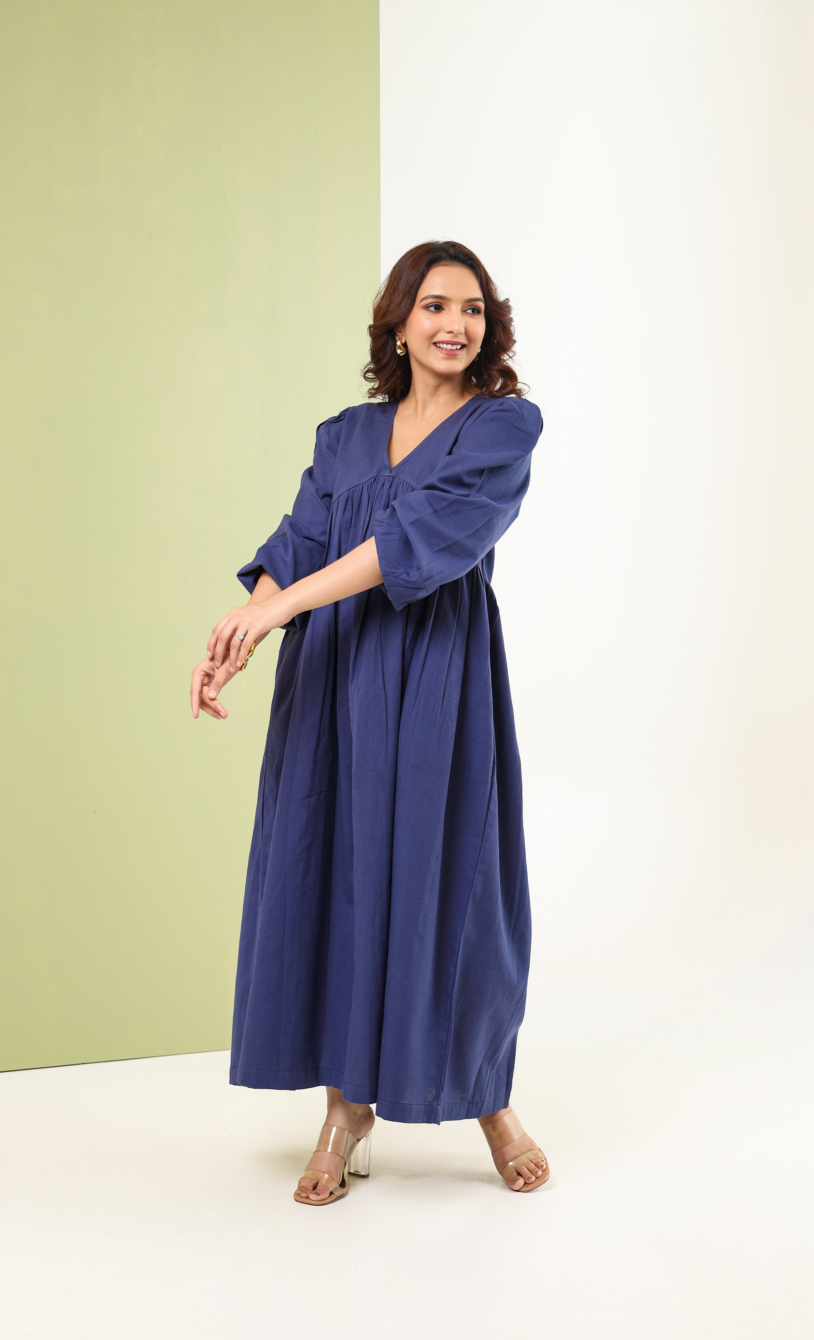Gathered Maxi Dress - Royal Blue