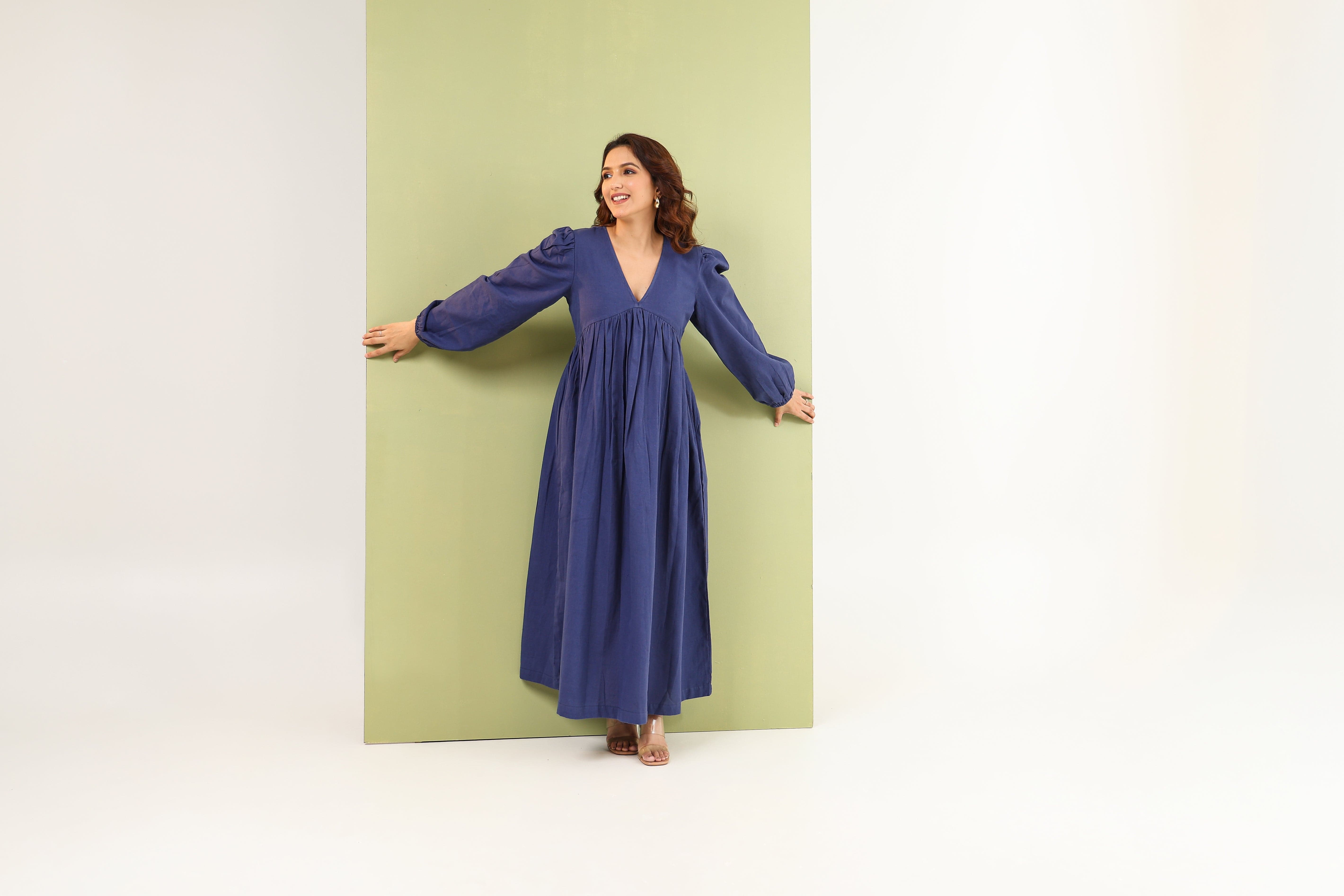 Gathered Maxi Dress - Royal Blue