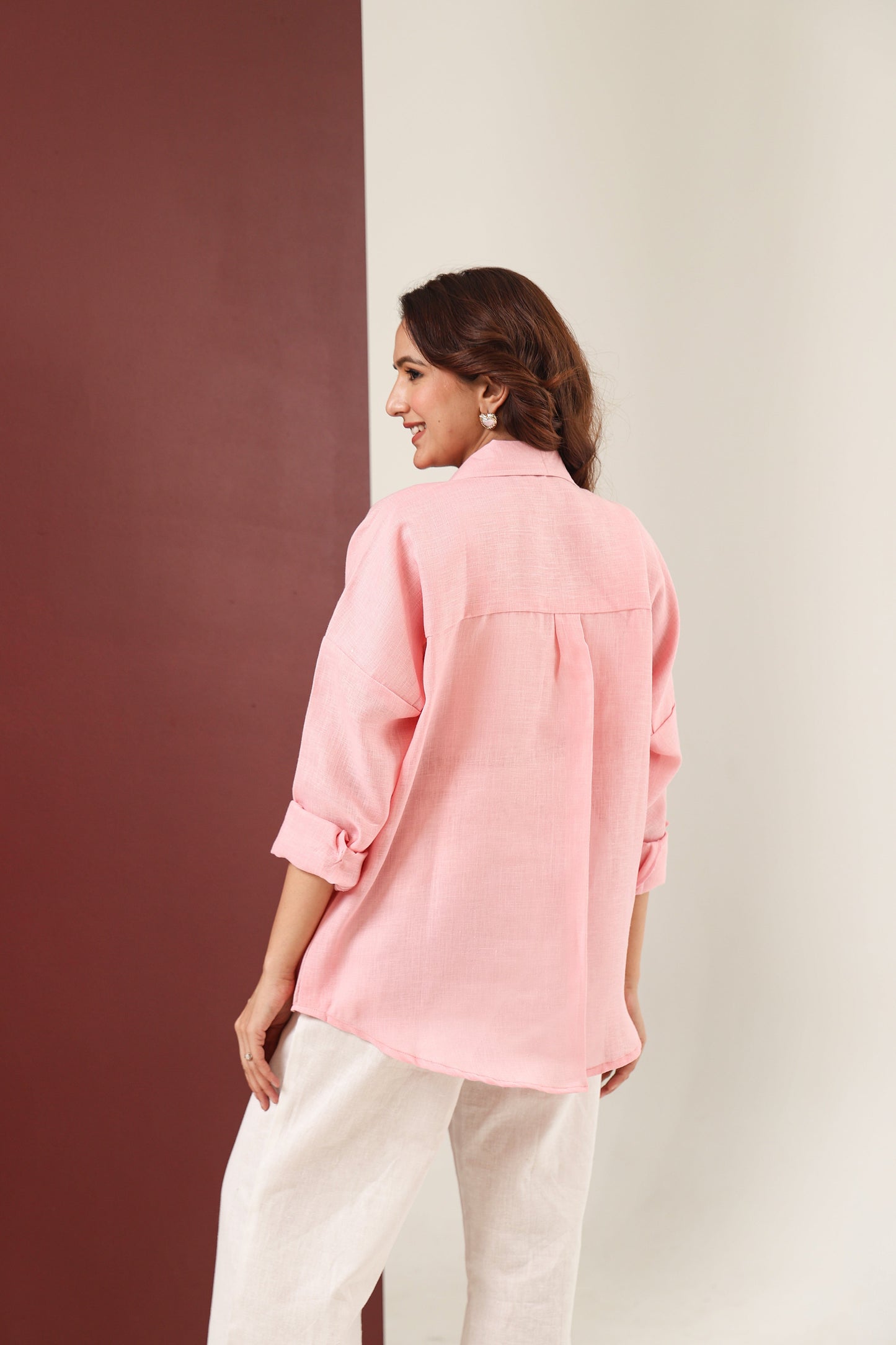 Double Pocket Linen Shirt - Blush Pink
