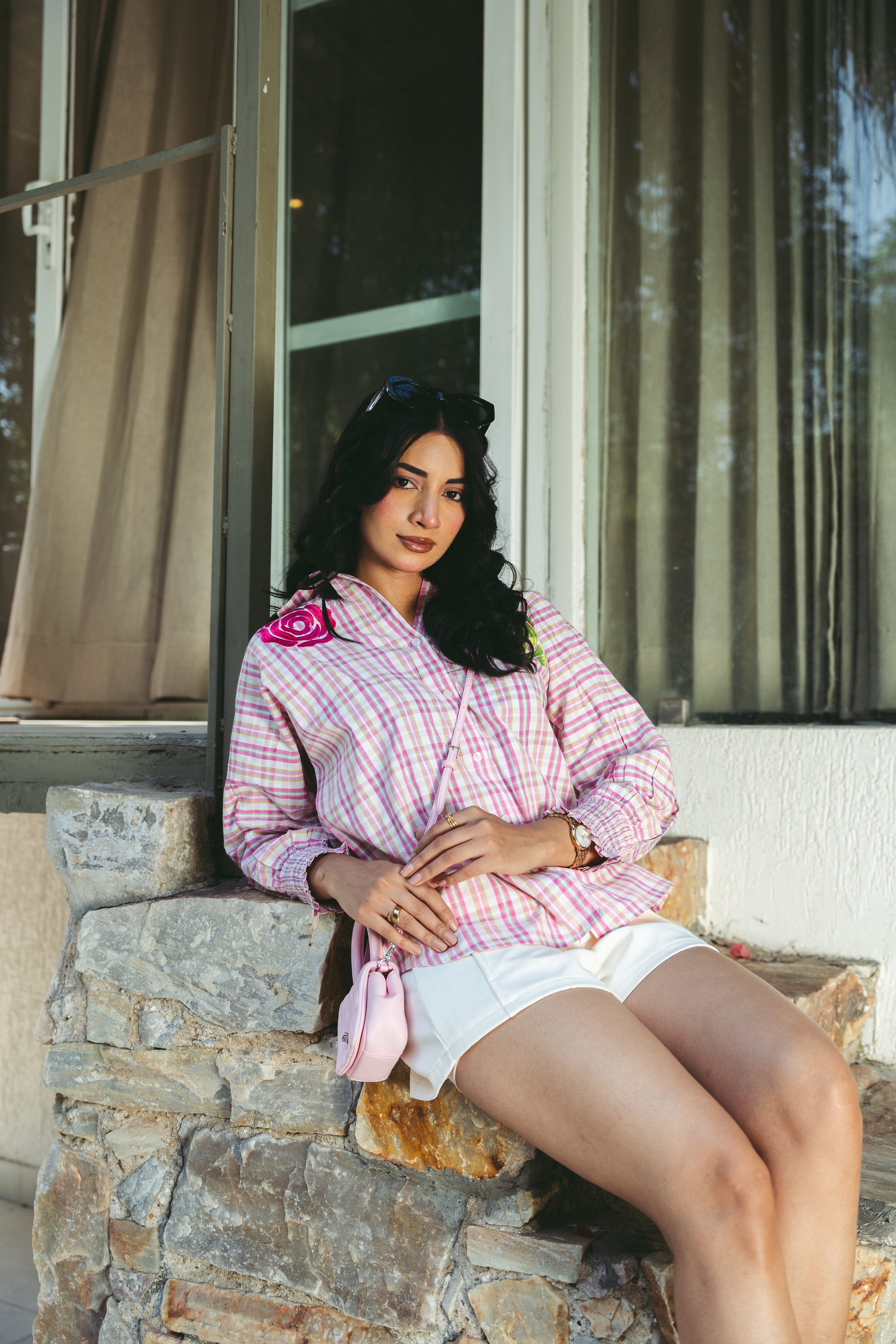 Embroidered Relaxed Fit Shirt - Pink