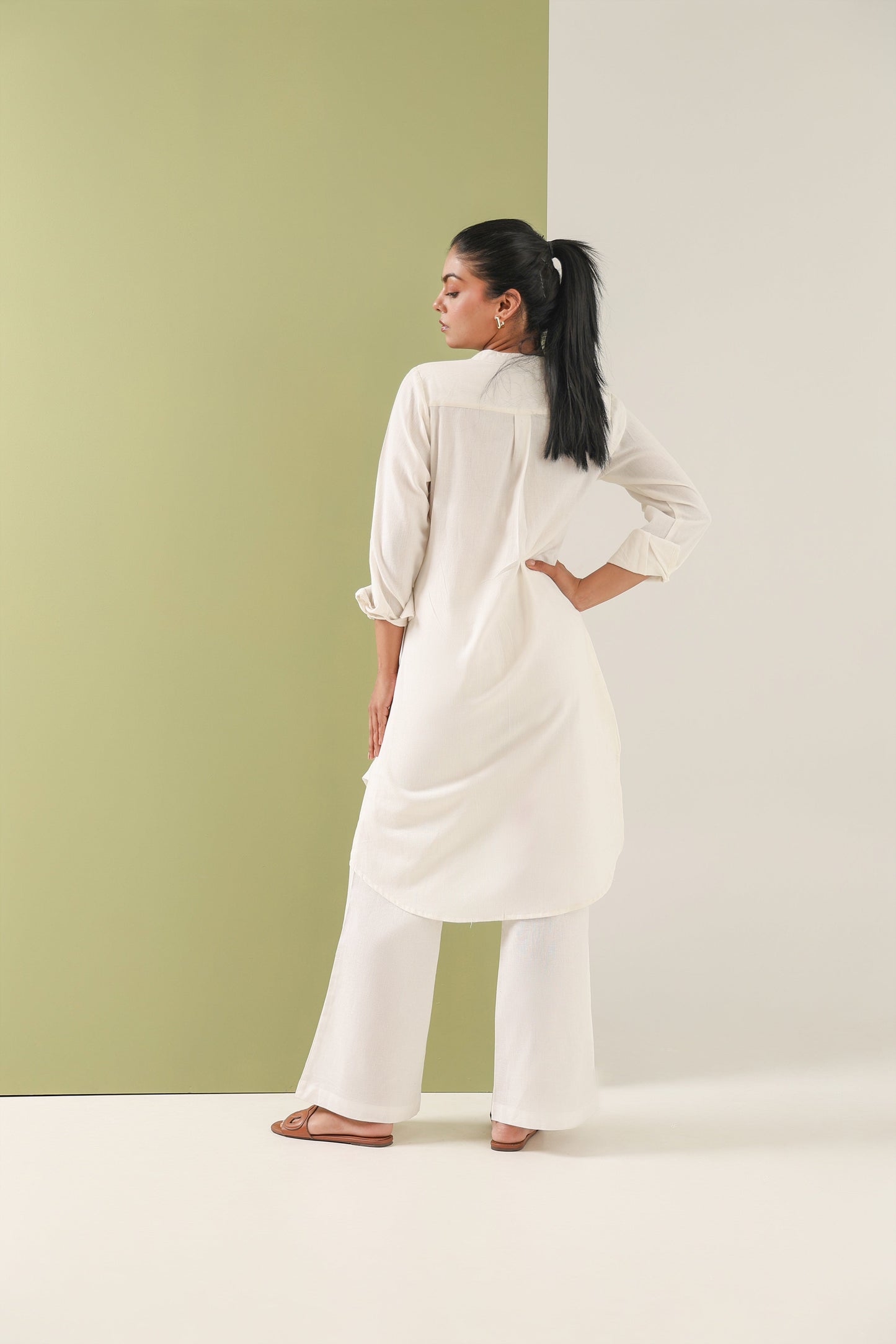 High Low Midi Kurta - Vanilla