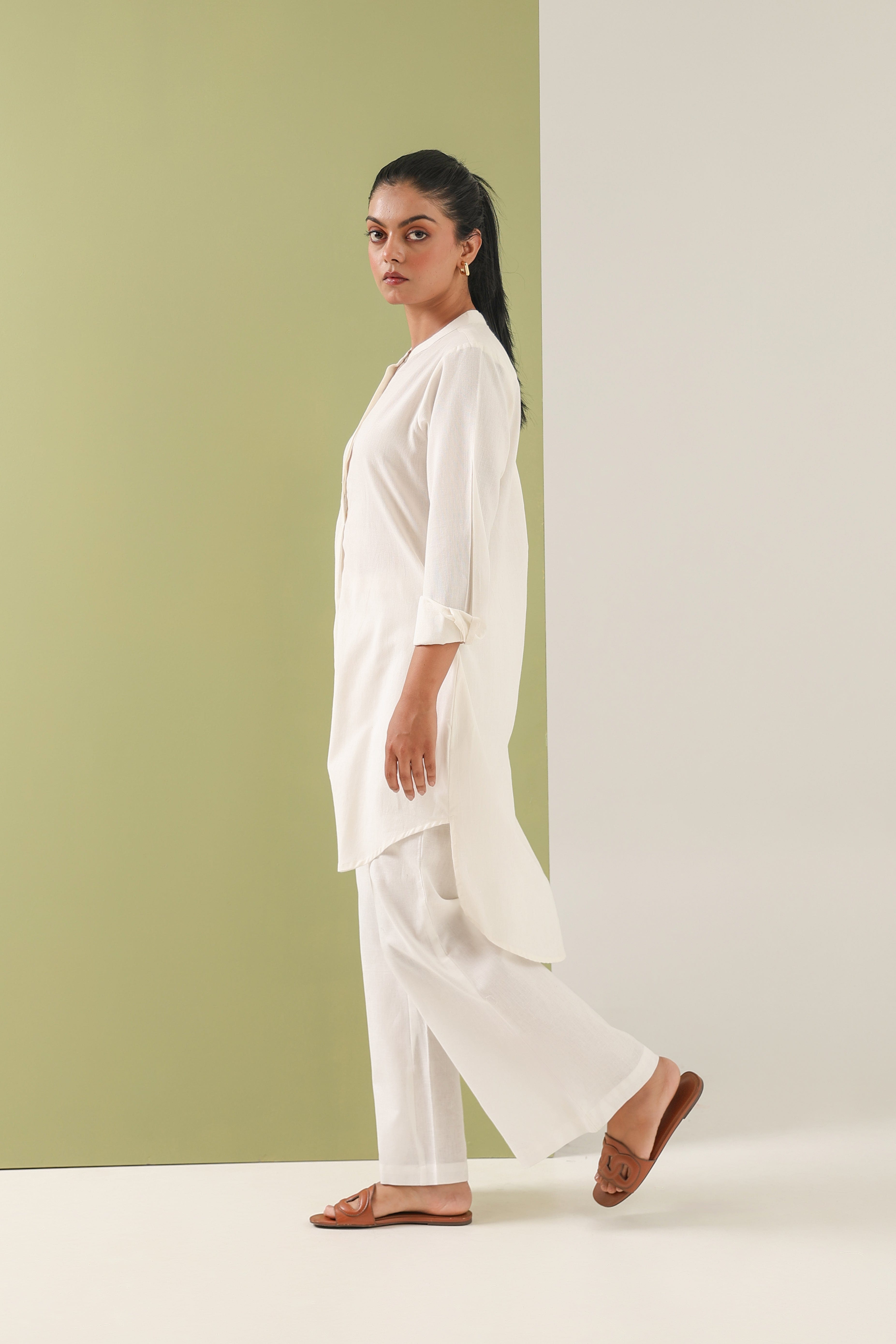 High Low Midi Kurta - Vanilla