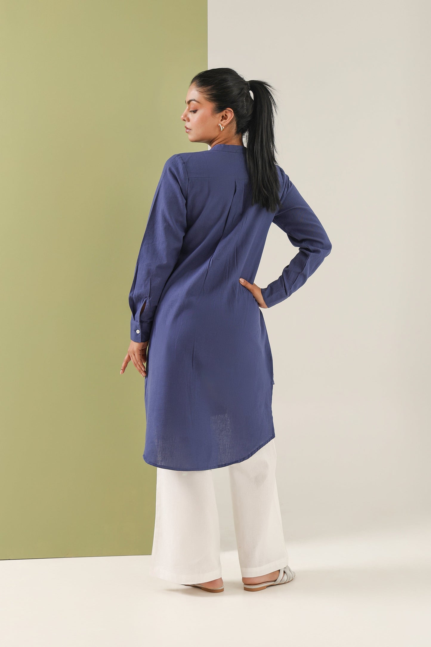 High Low Midi Kurta - Midnight Blue