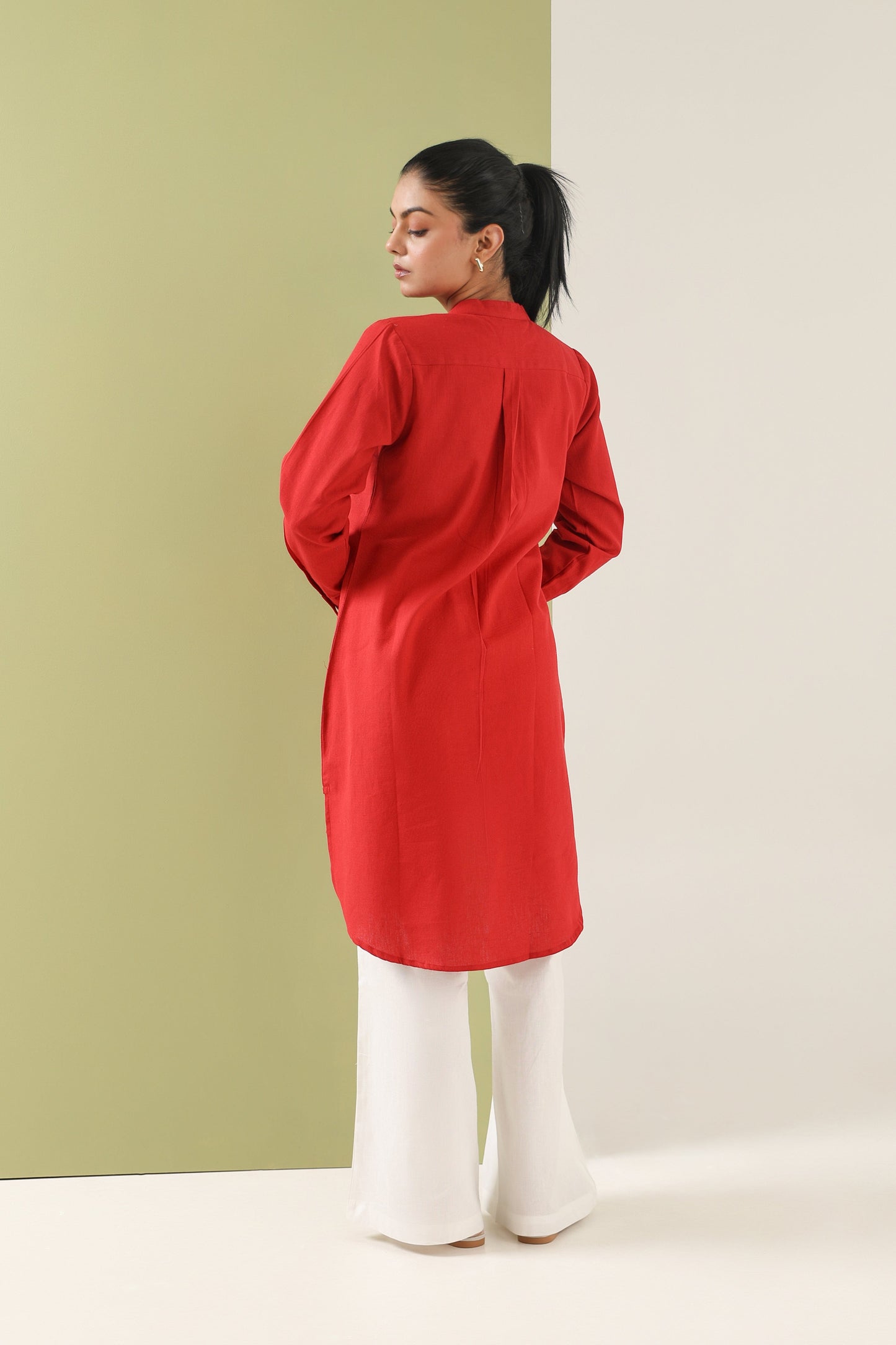 High Low Midi Kurta - Red