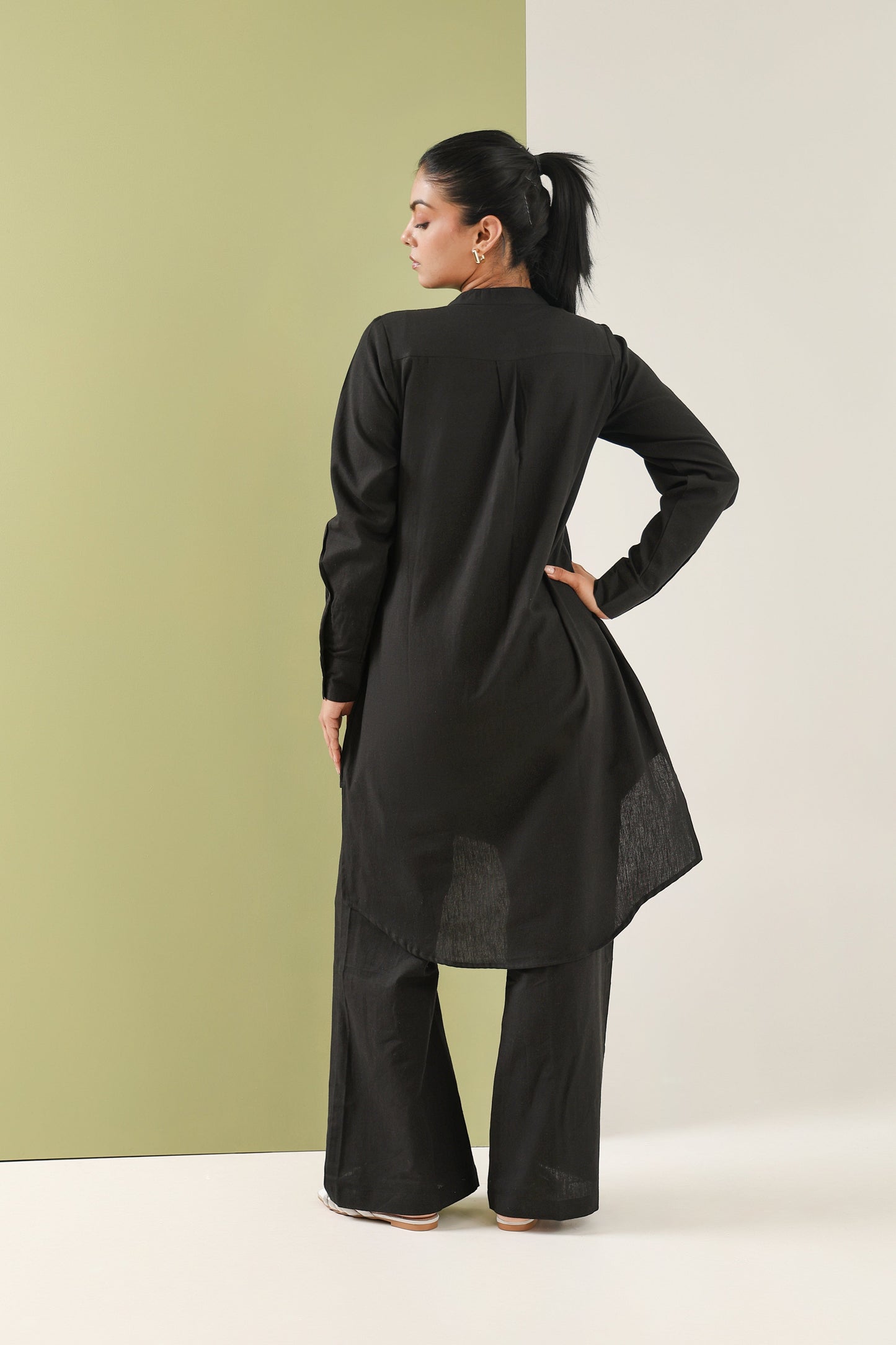 High Low Midi Kurta - Kohl Black