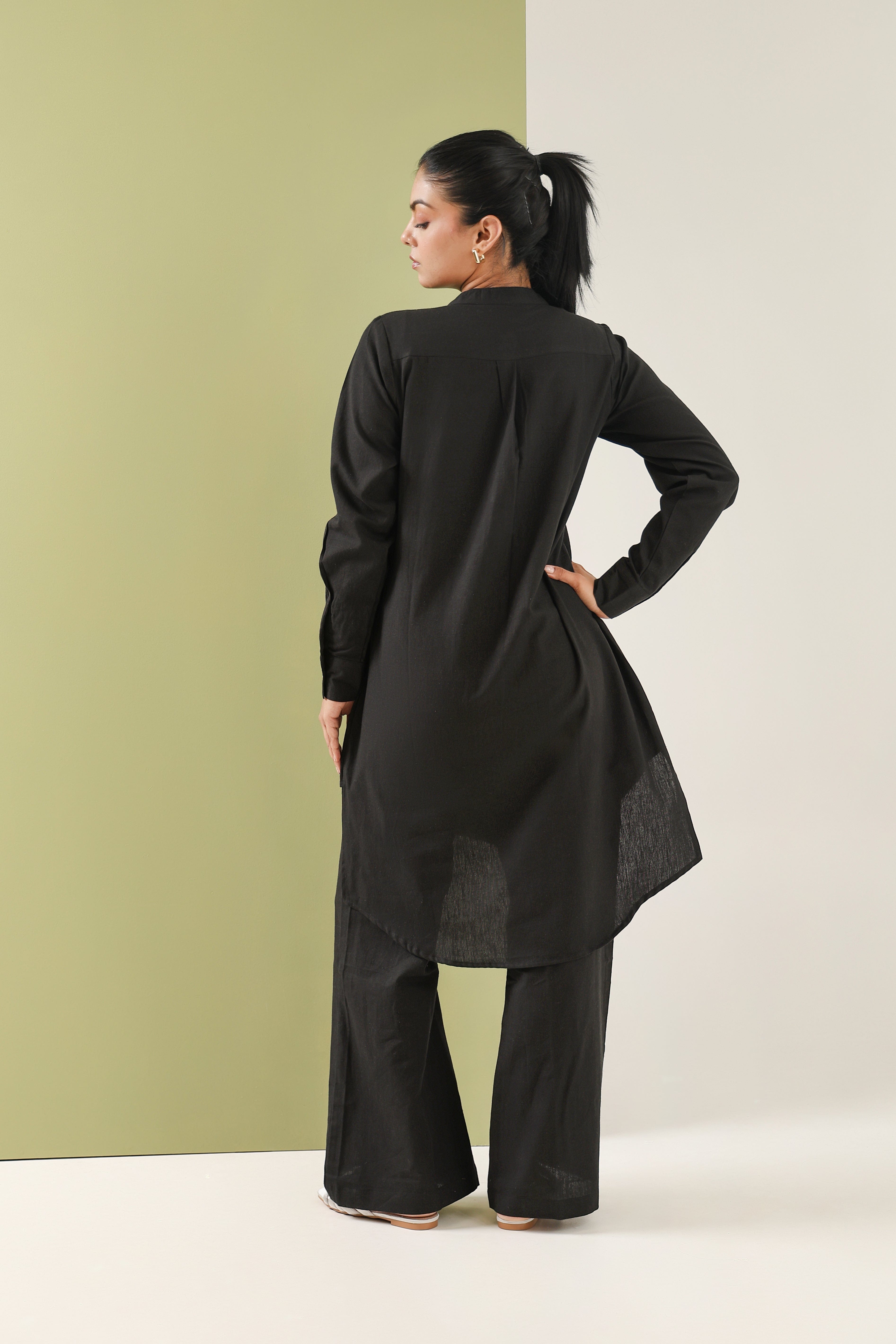 High Low Midi Kurta - Kohl Black