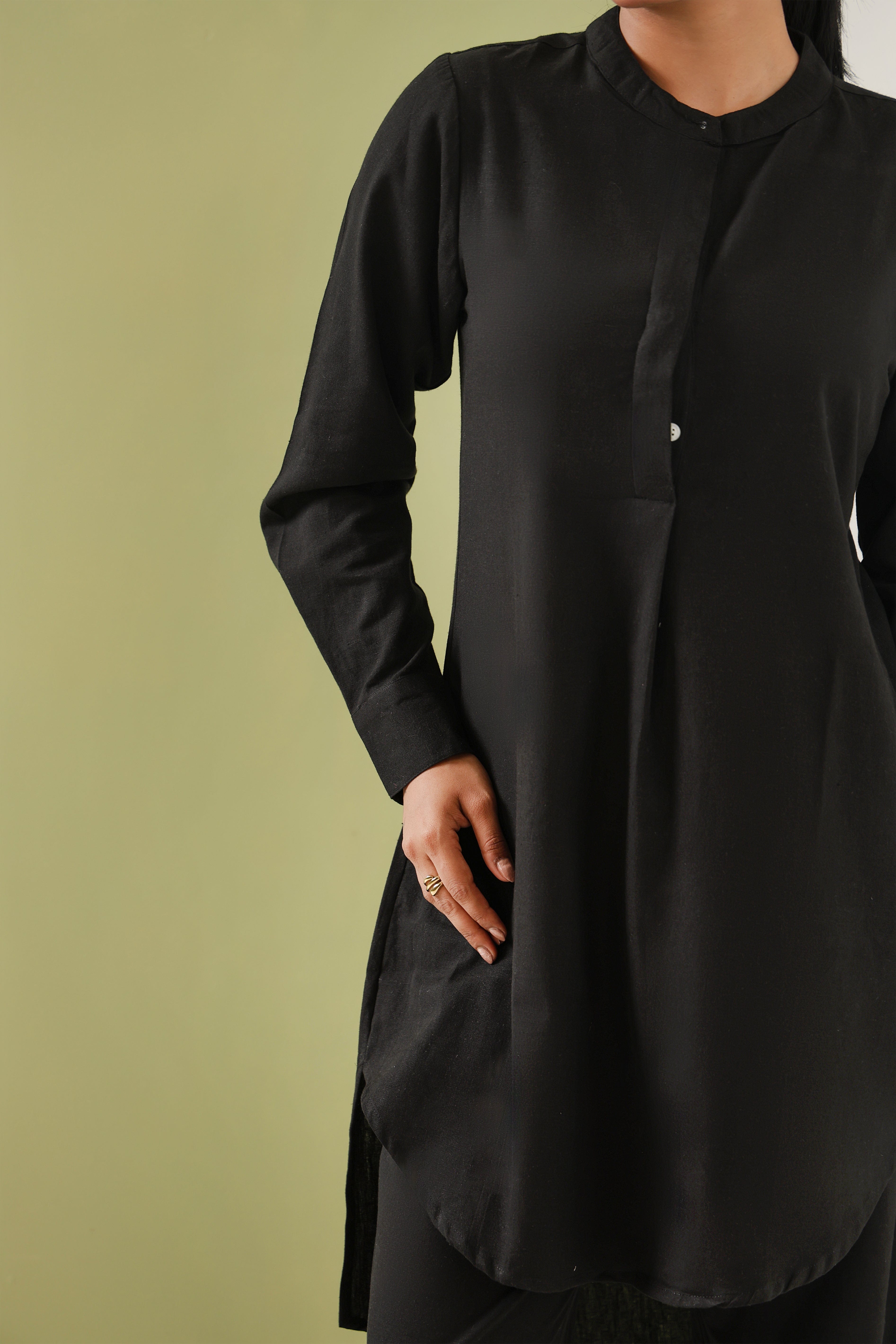High Low Midi Kurta - Kohl Black