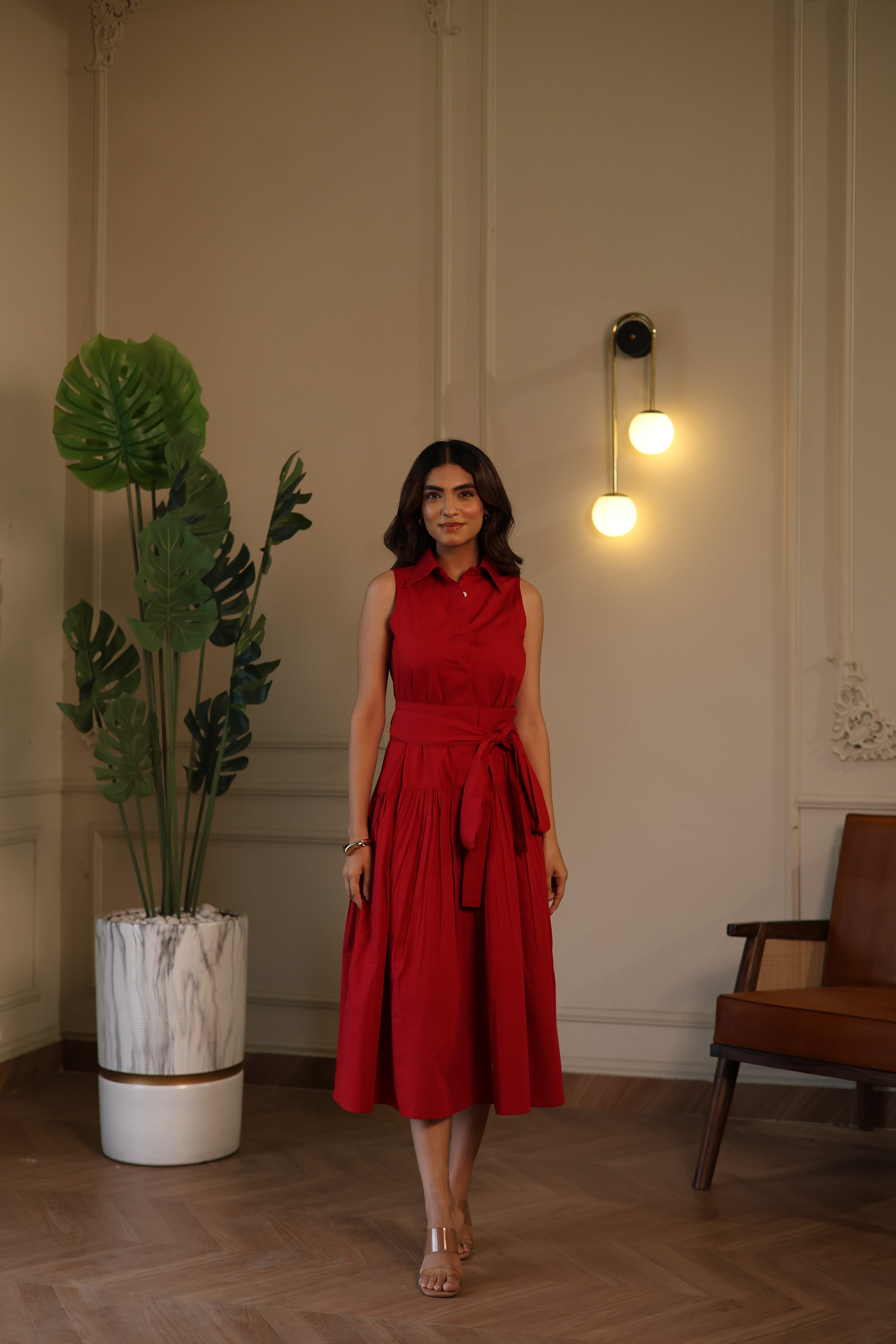 Noa Midi Dress - Red