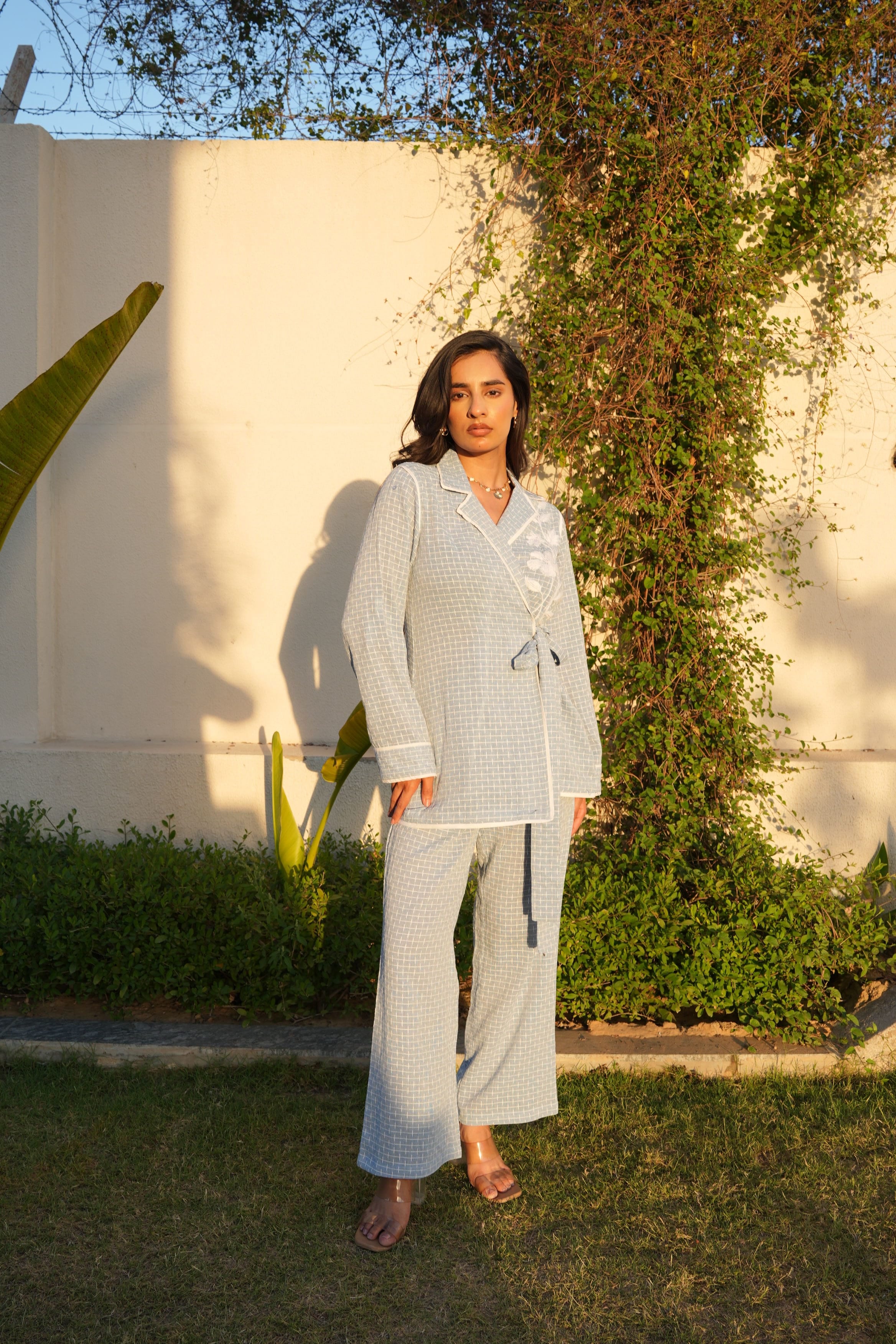 Rhea Embroidered Set - Sky Blue