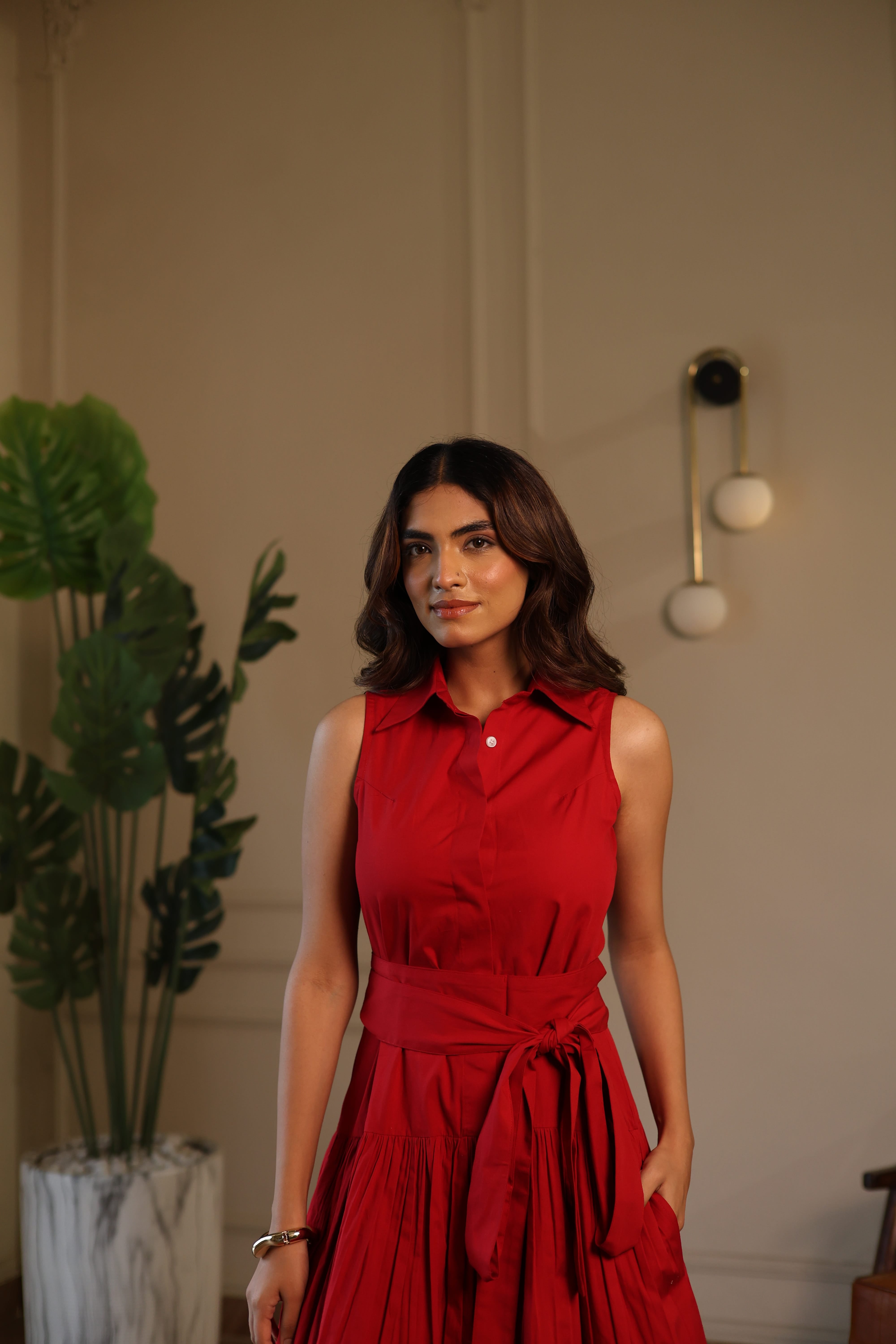 Noa Midi Dress - Red