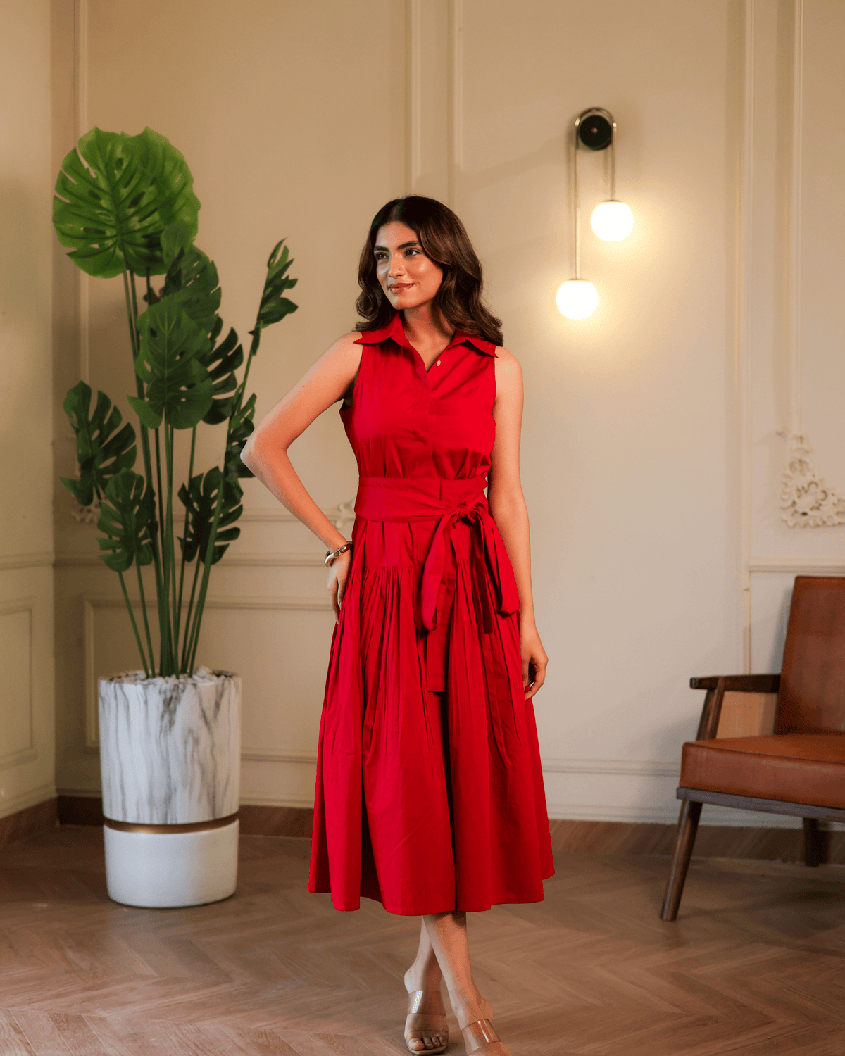 Noa Midi Dress - Red
