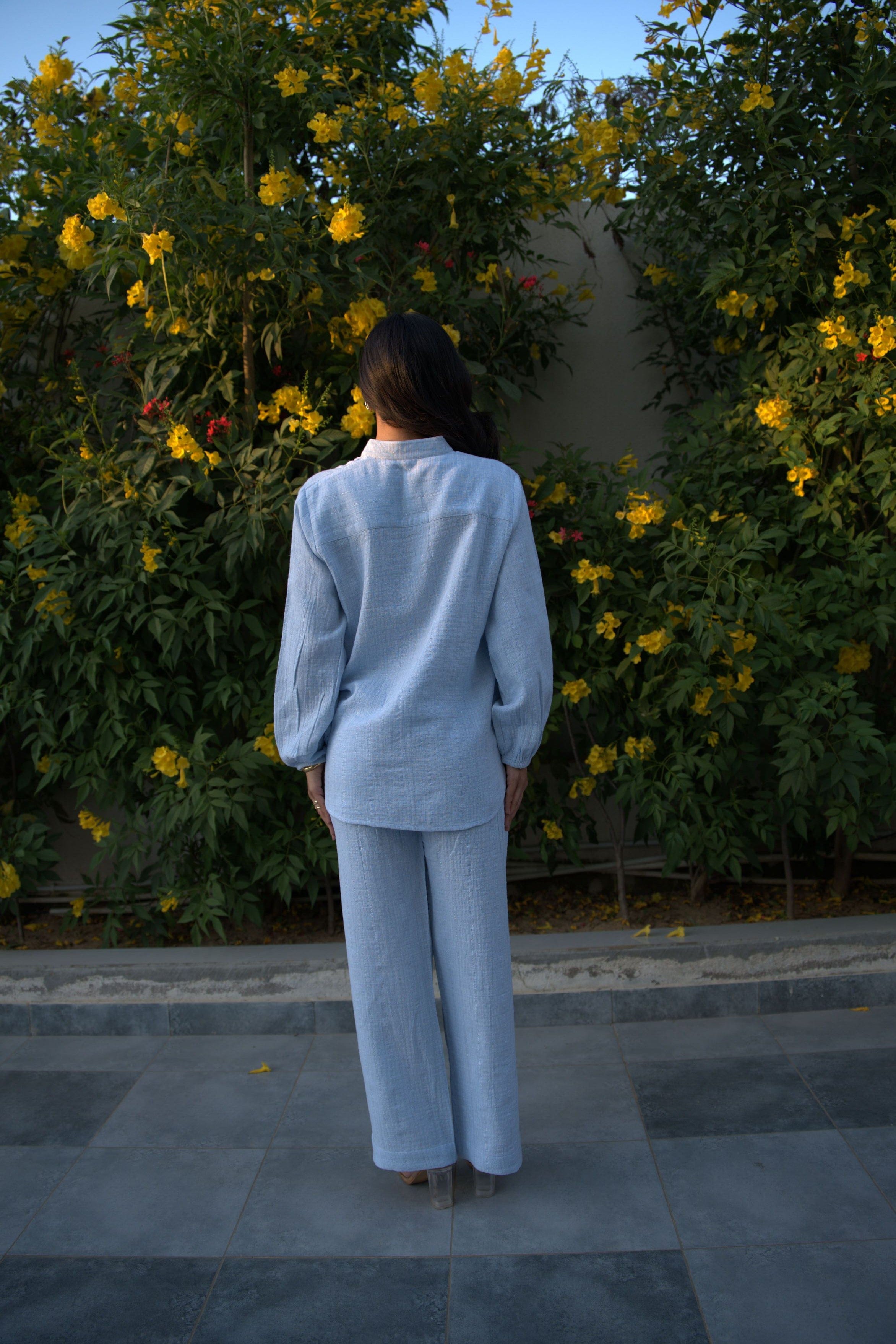 Selene Shirt & Trouser Co-ord - Powder Blue