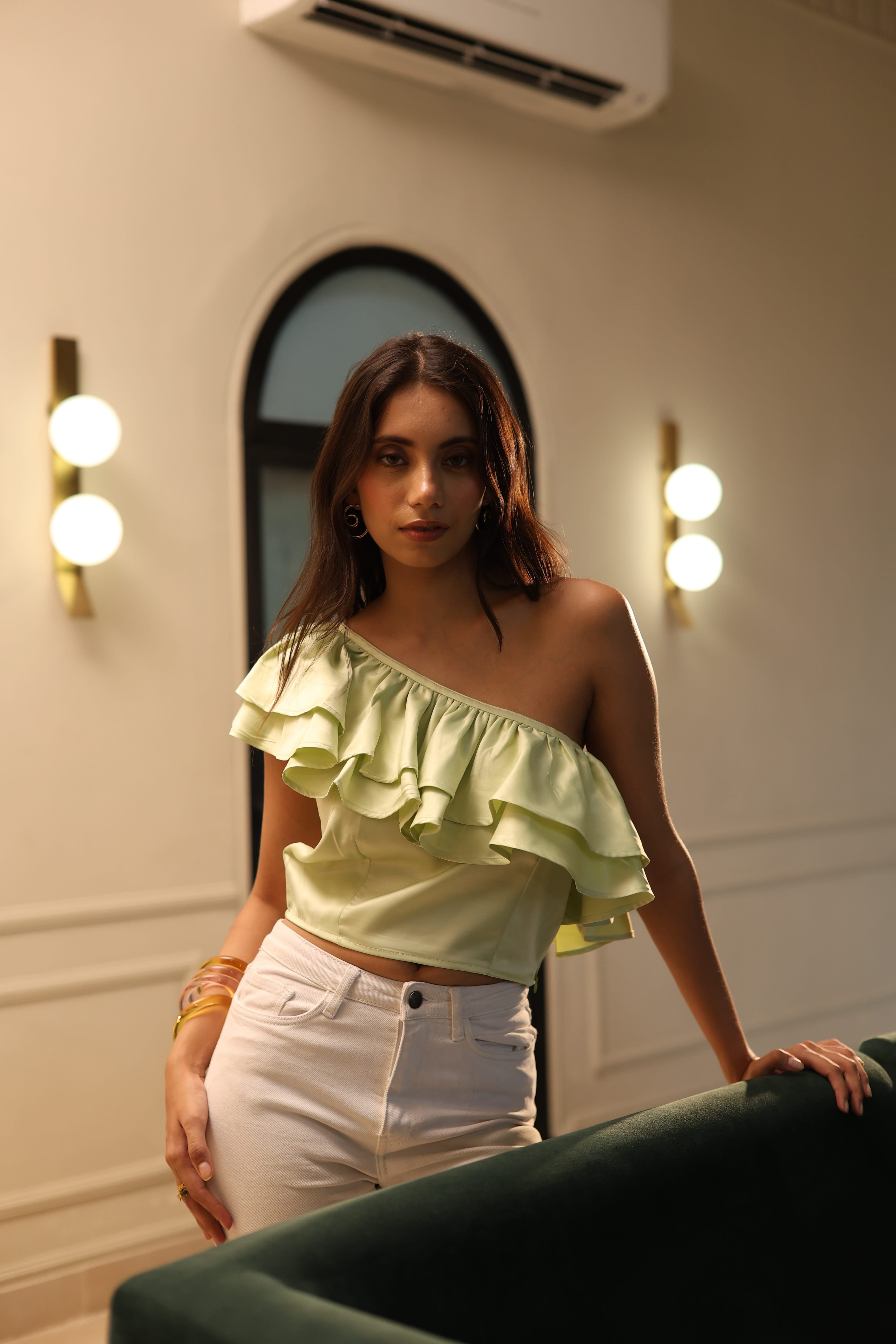 Eve One Shouler Top - Light Green