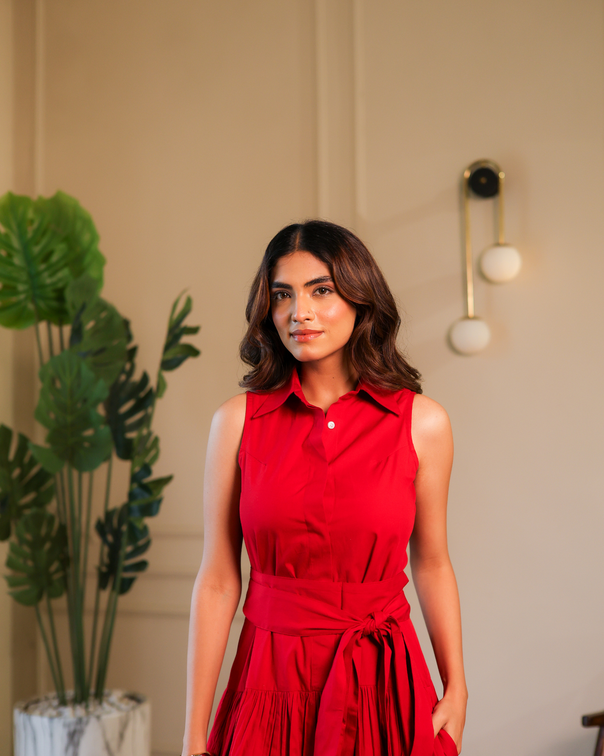 Noa Midi Dress - Red