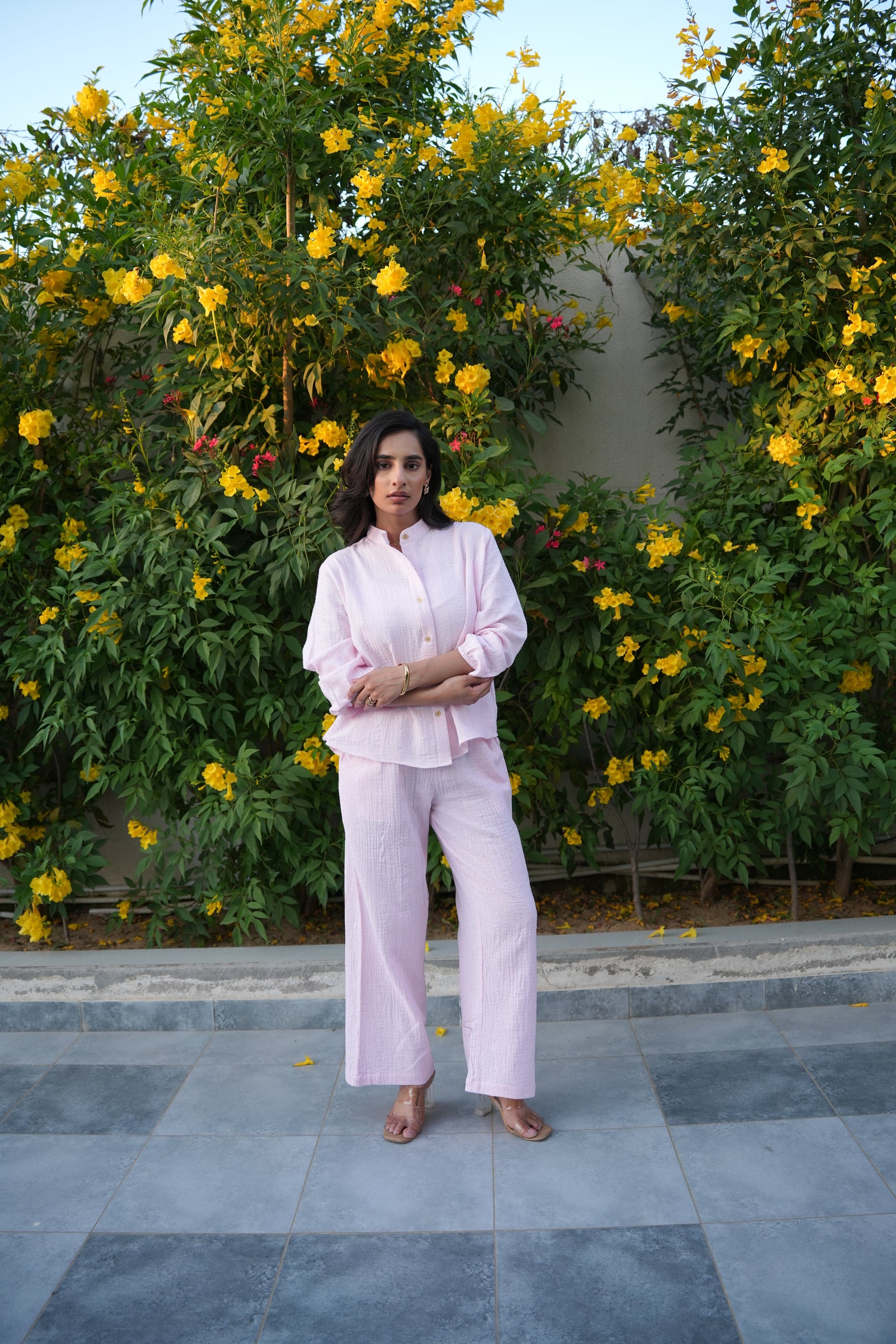 Selene Shirt & Trouser Co-ord - Petal Pink