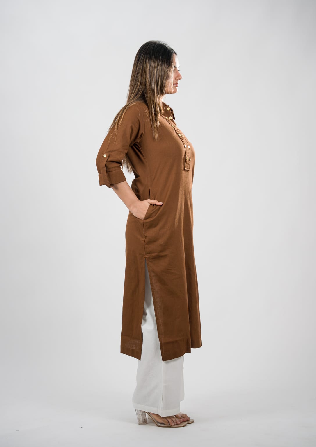 Sunehri Kurta - Mocha