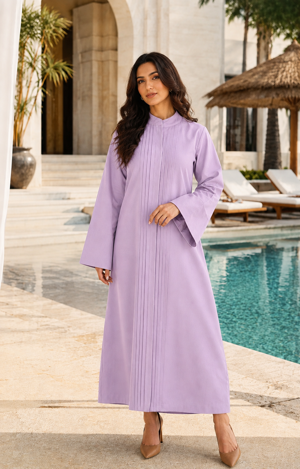 Pleated Long Kurta - Lavender Mist