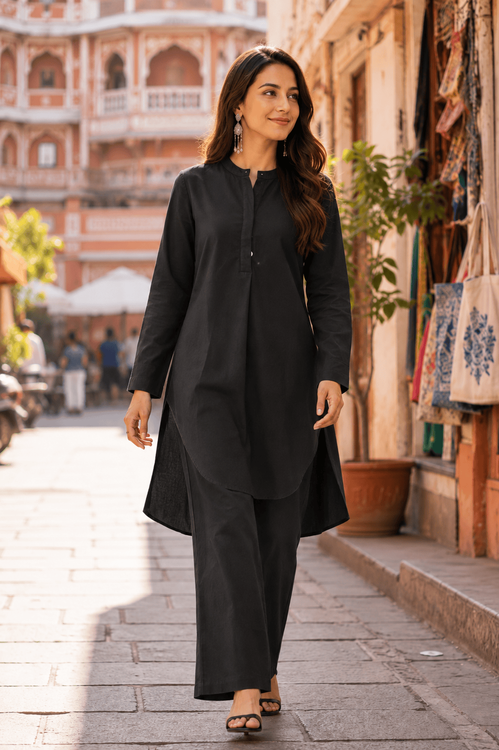 High Low Midi Kurta - Kohl Black