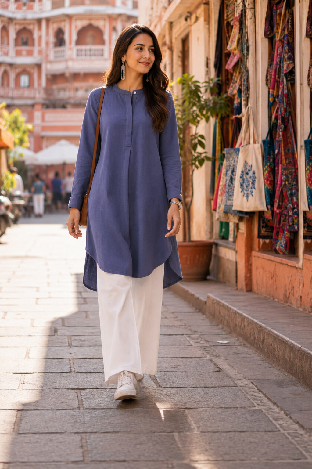 High Low Midi Kurta - Midnight Blue