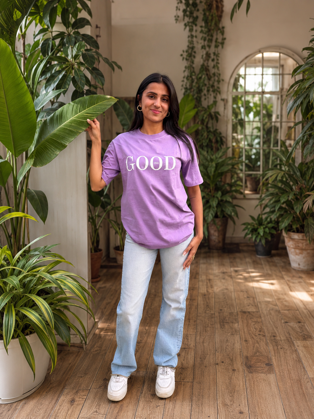 Good Vibes Oversized T-shirt - Lilac