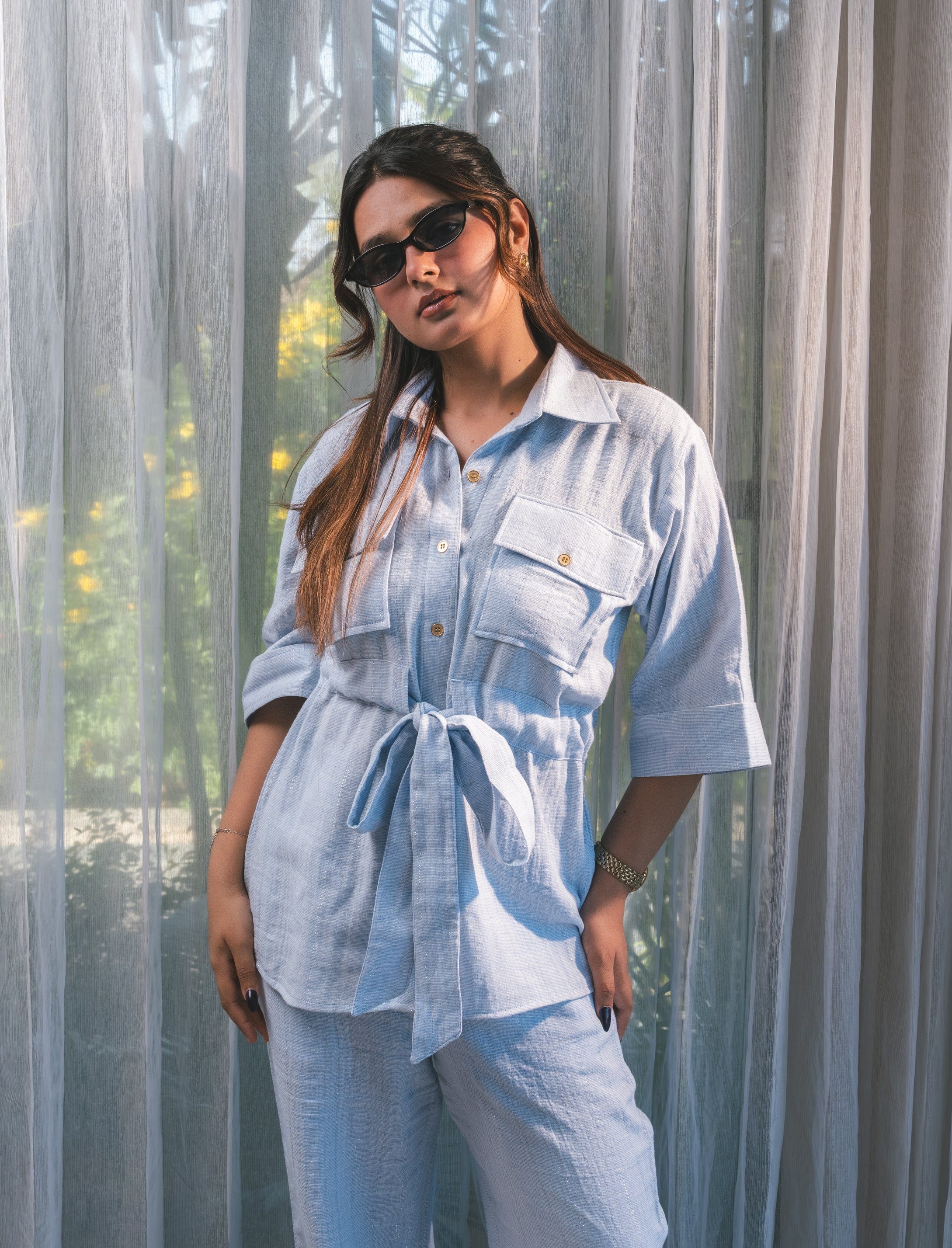 Sofia Knotted Co-ord Set - Powder Blue