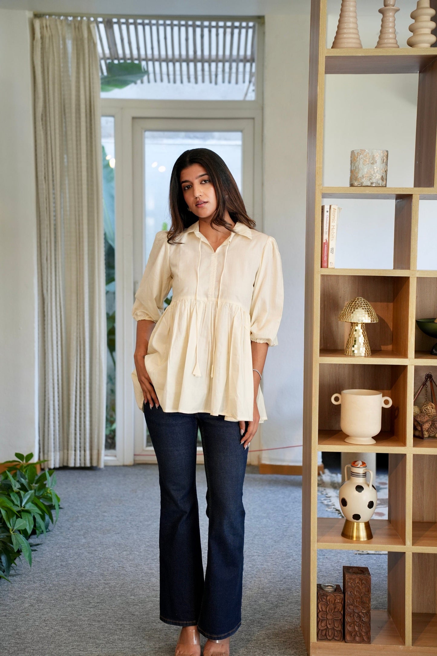 Peplum Tunic Top - Pastel Yellow