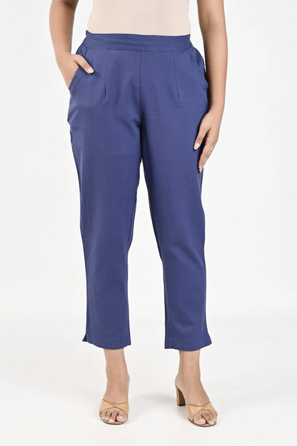 Royal Blue Cotton - Linen Pants