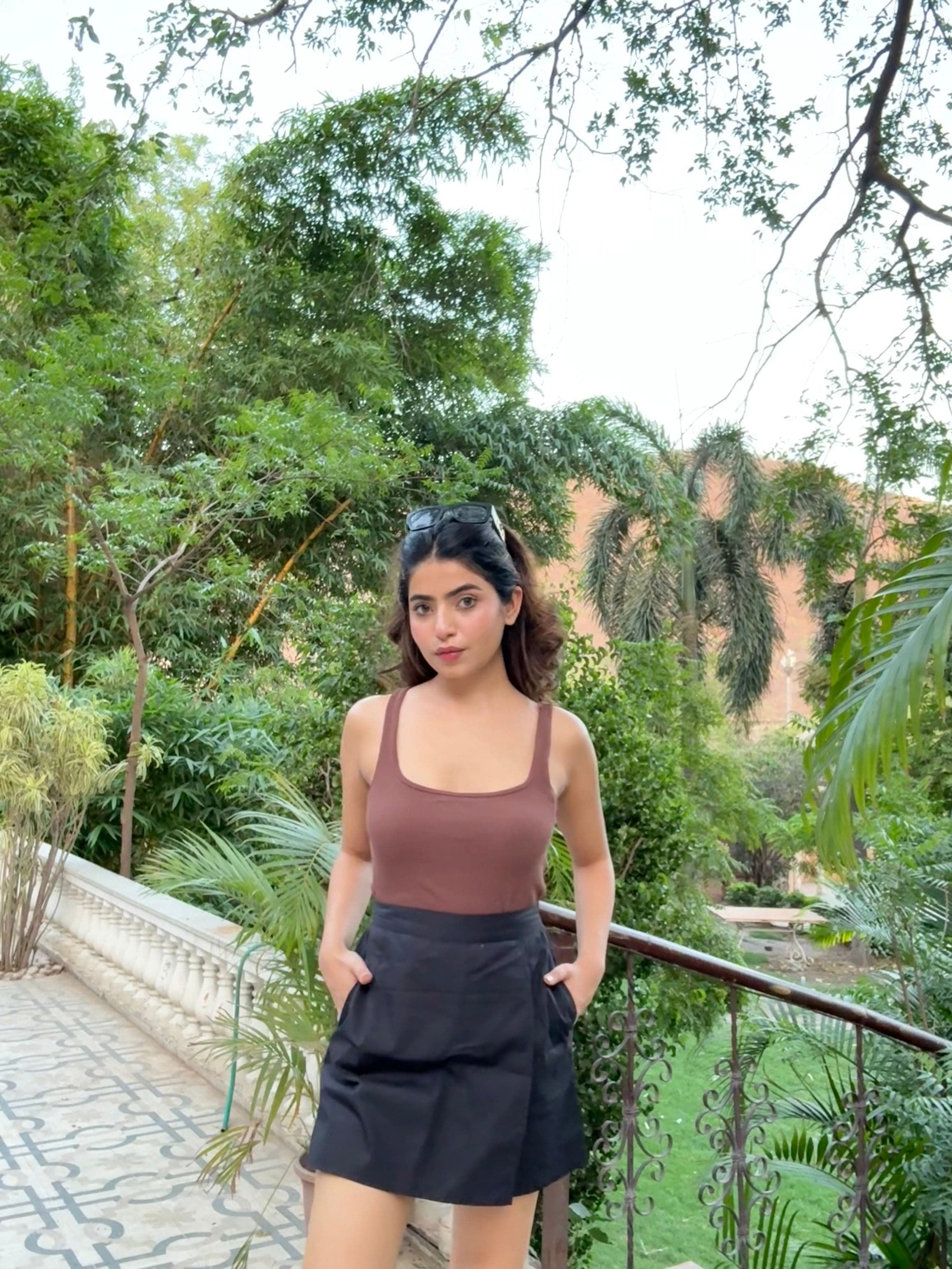 Black Cotton - Satin Skorts