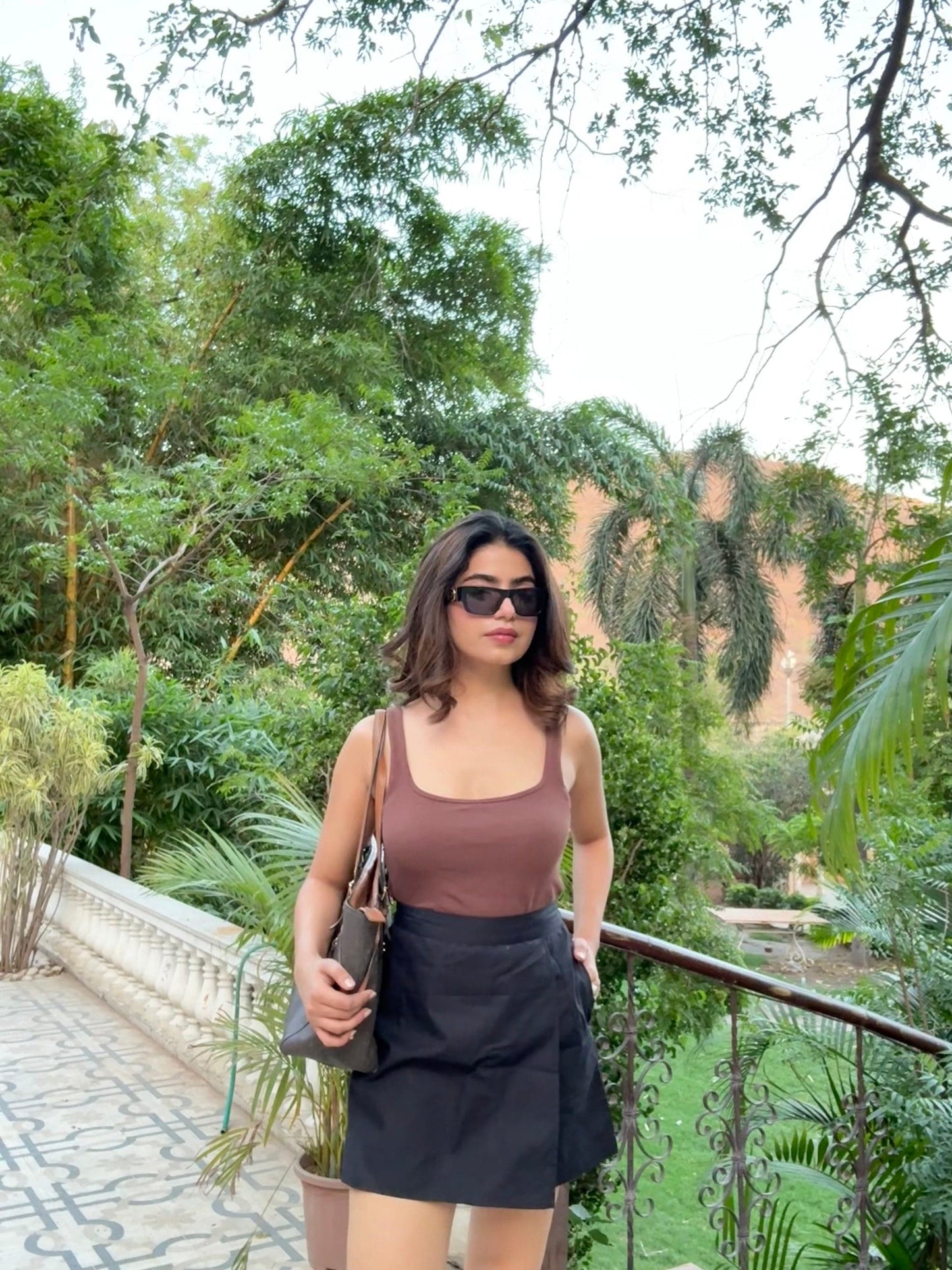 Black Cotton - Satin Skorts