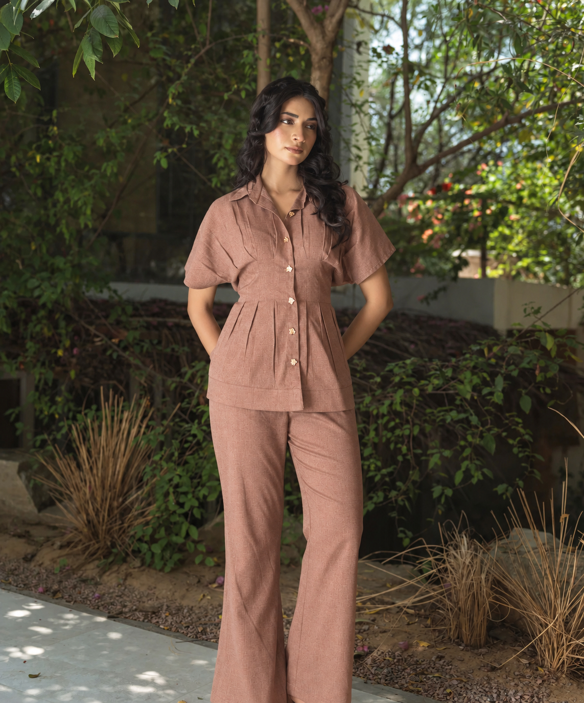 Denim Co-ord Set with Gold Buttons