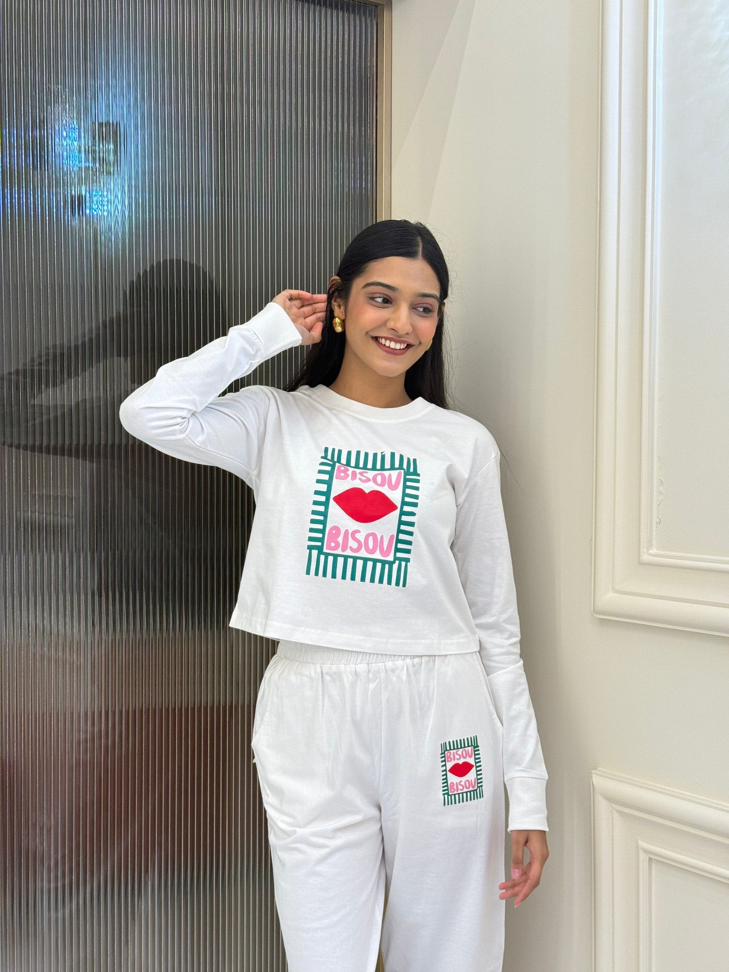 Bisou Full sleeves T-shirt - White