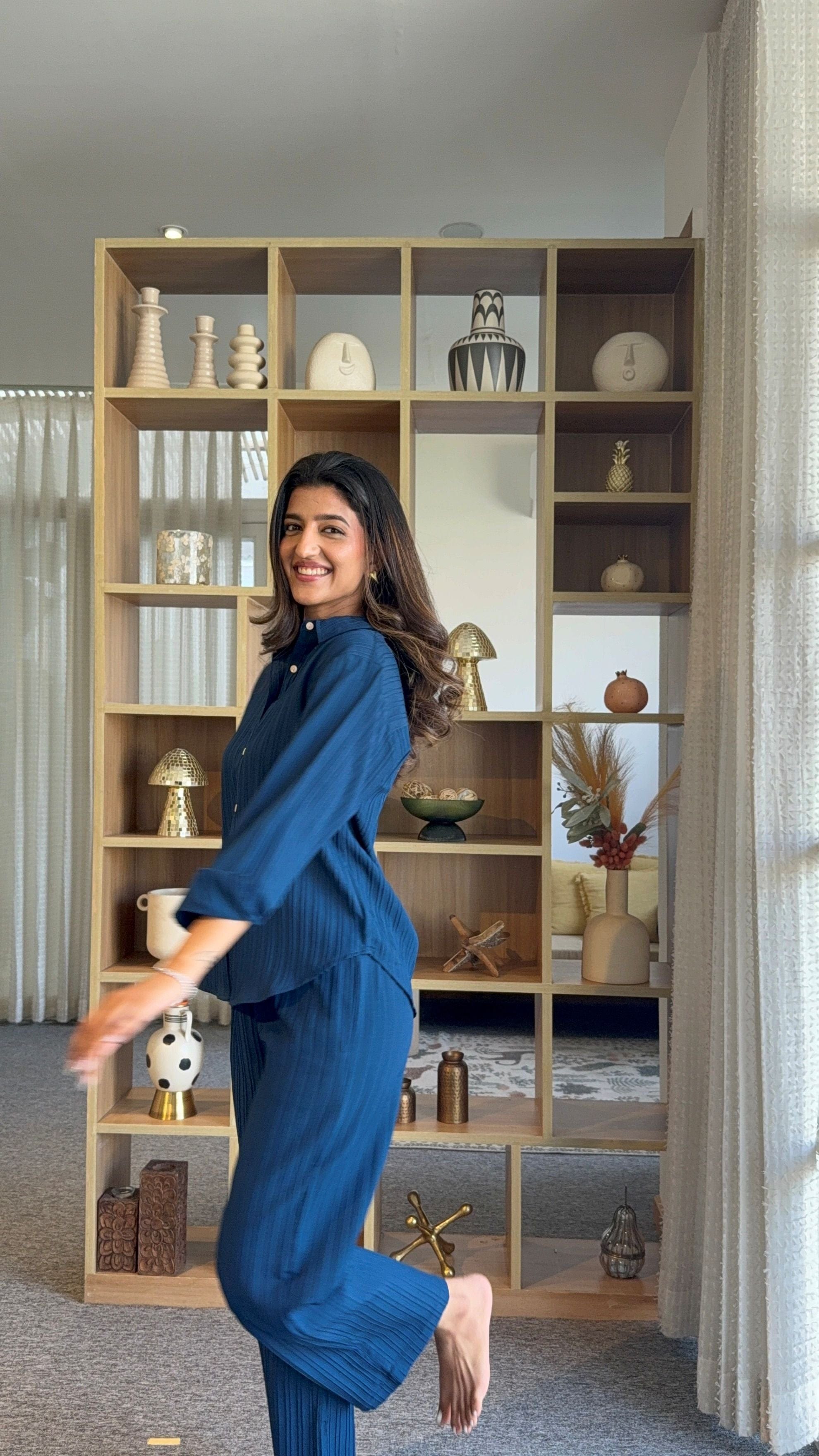 Royal Blue Knitted Shirt & Pants set