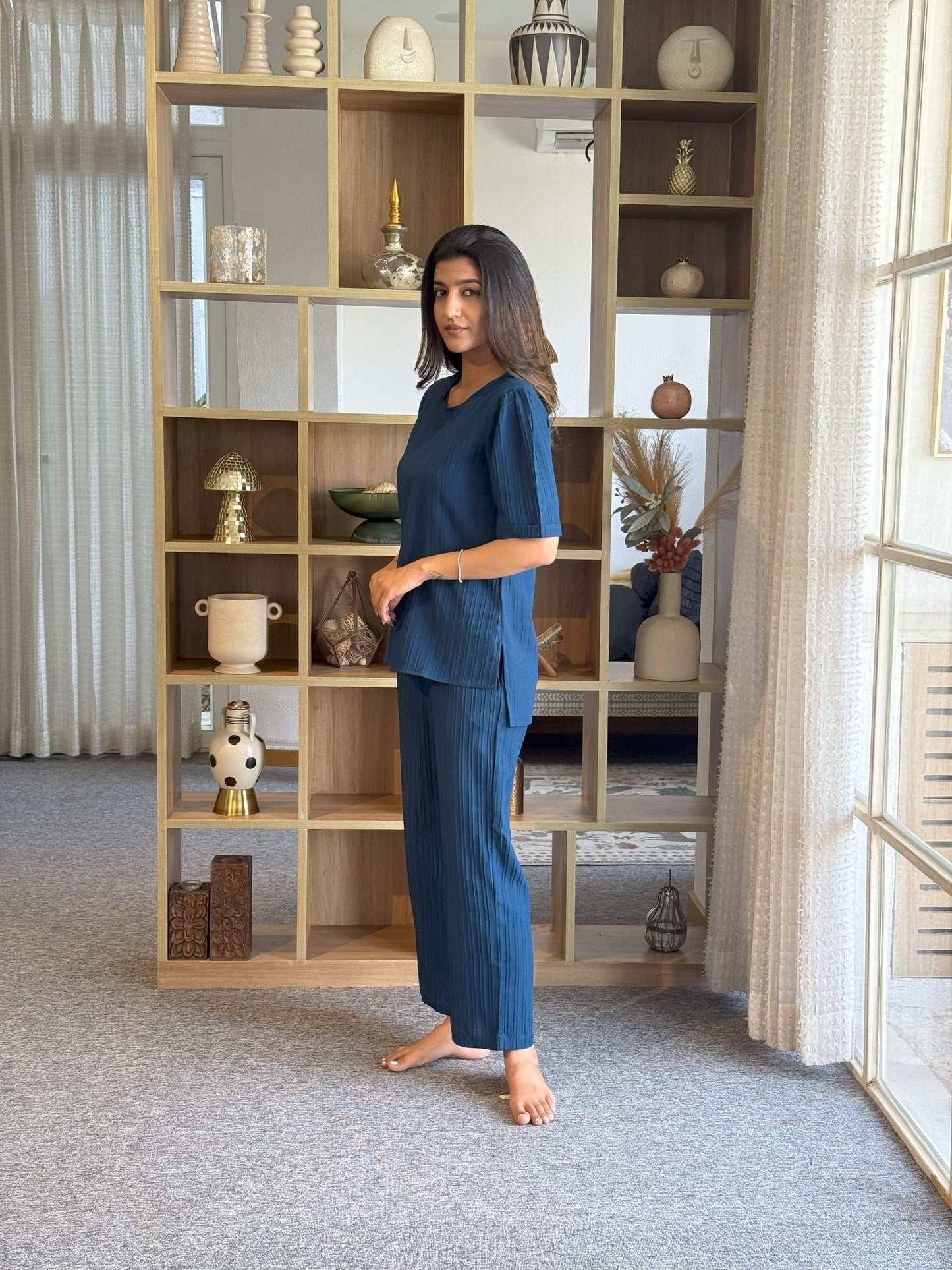 Royal Blue Knitted Tunic Set