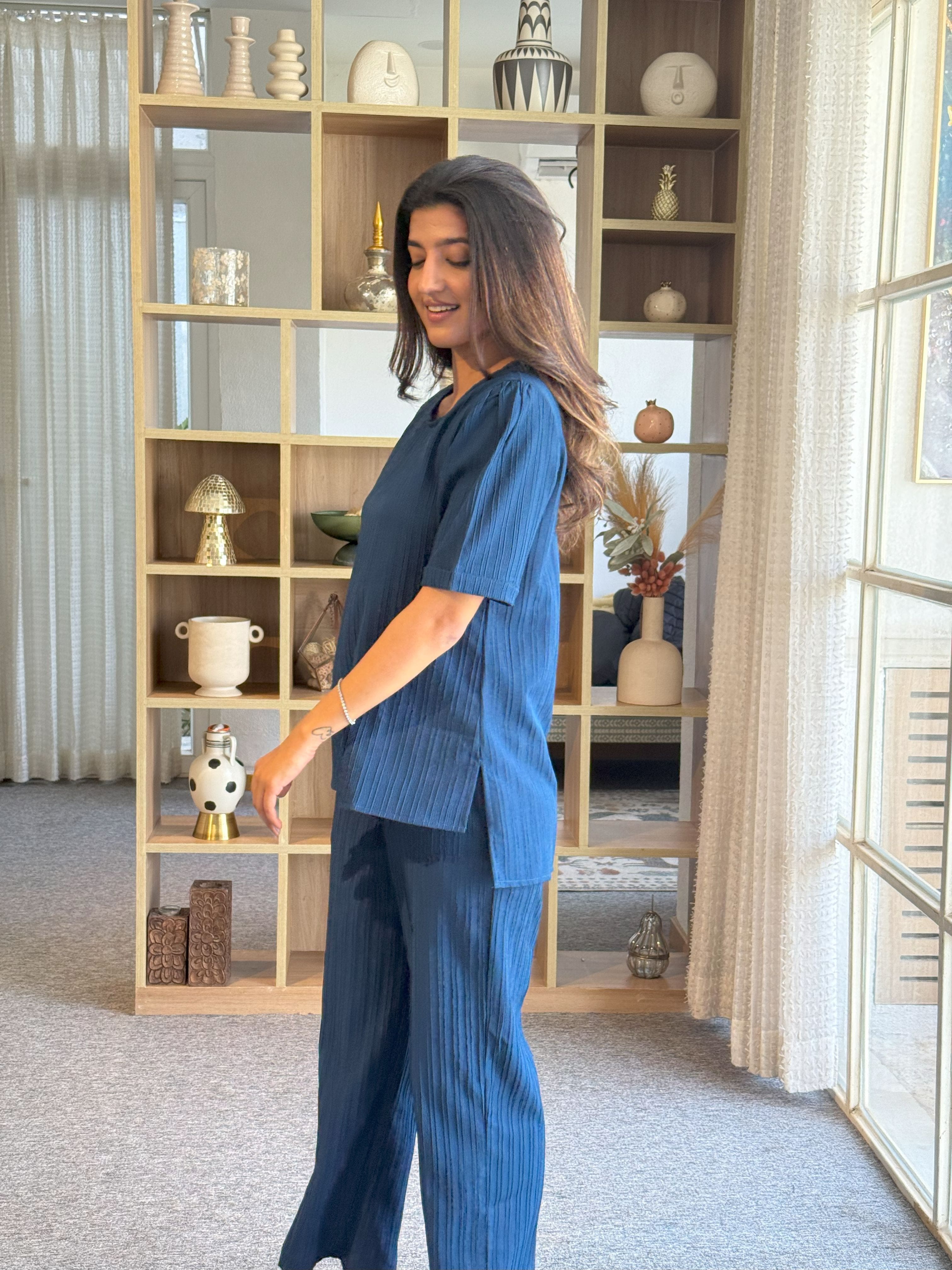 Royal Blue Knitted Tunic Set