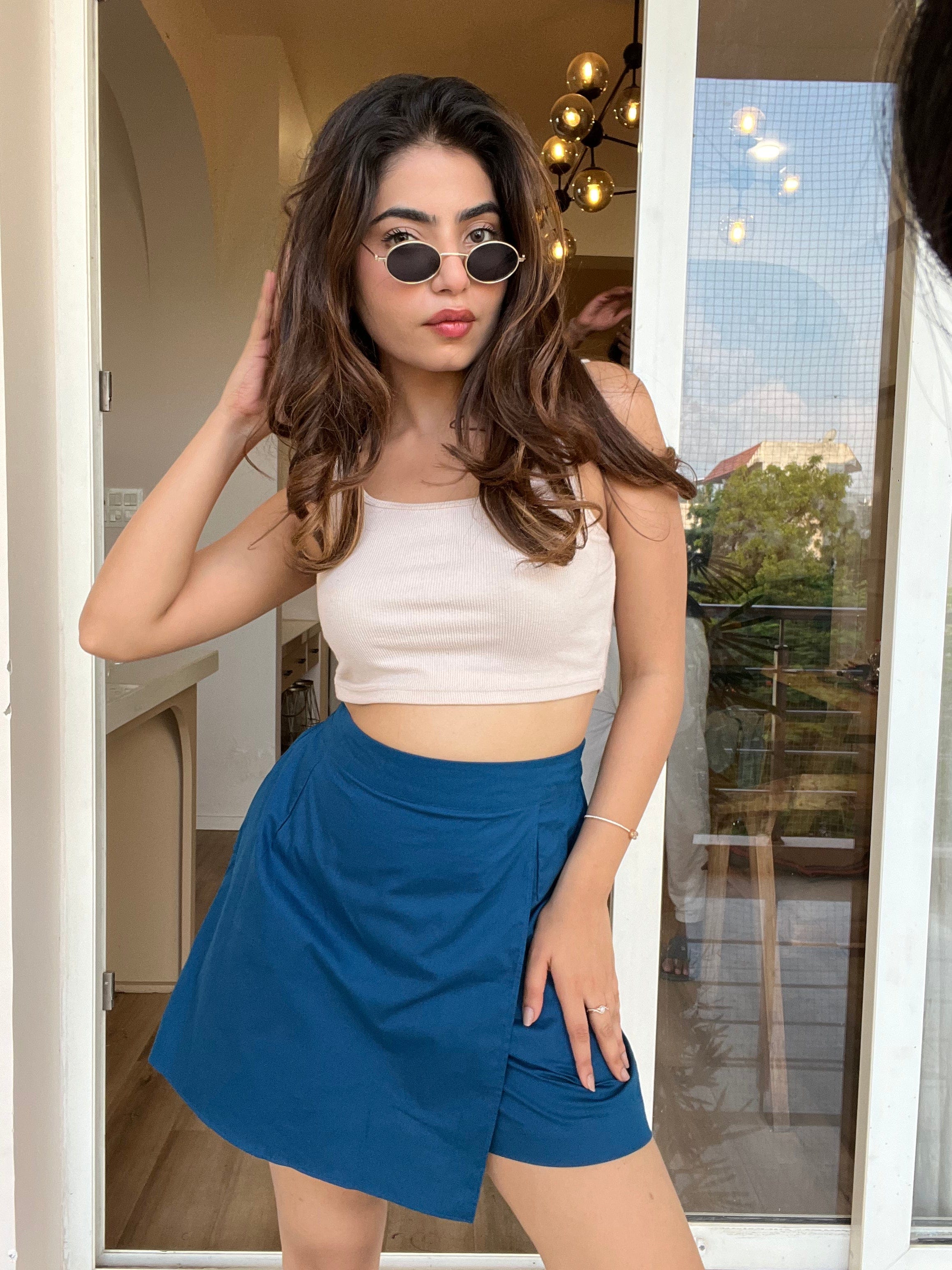 Sapphire Cotton - Satin Skorts
