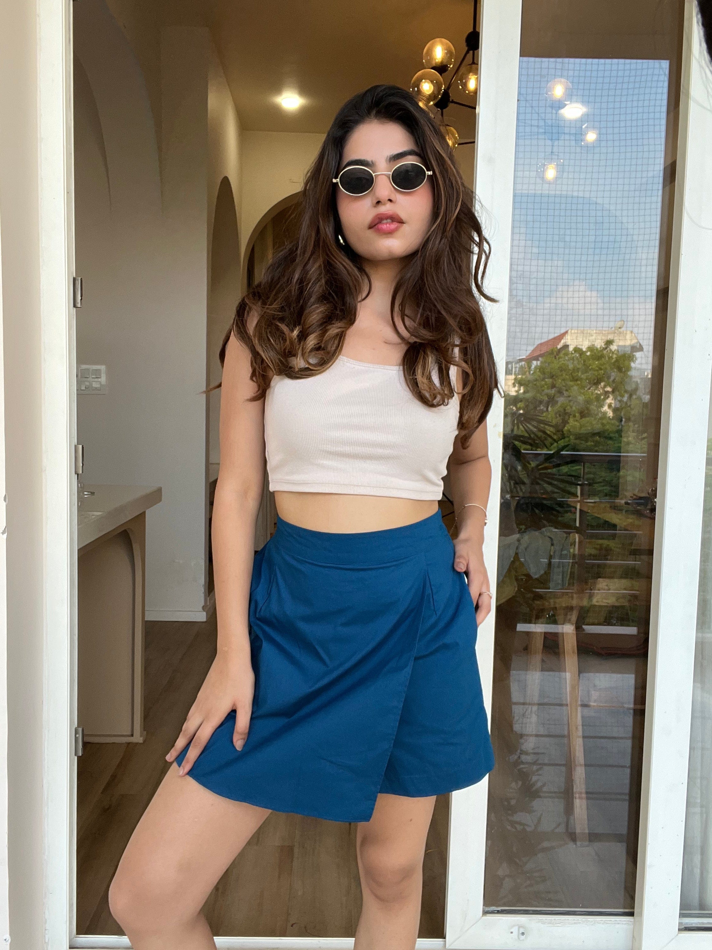 Sapphire Cotton - Satin Skorts