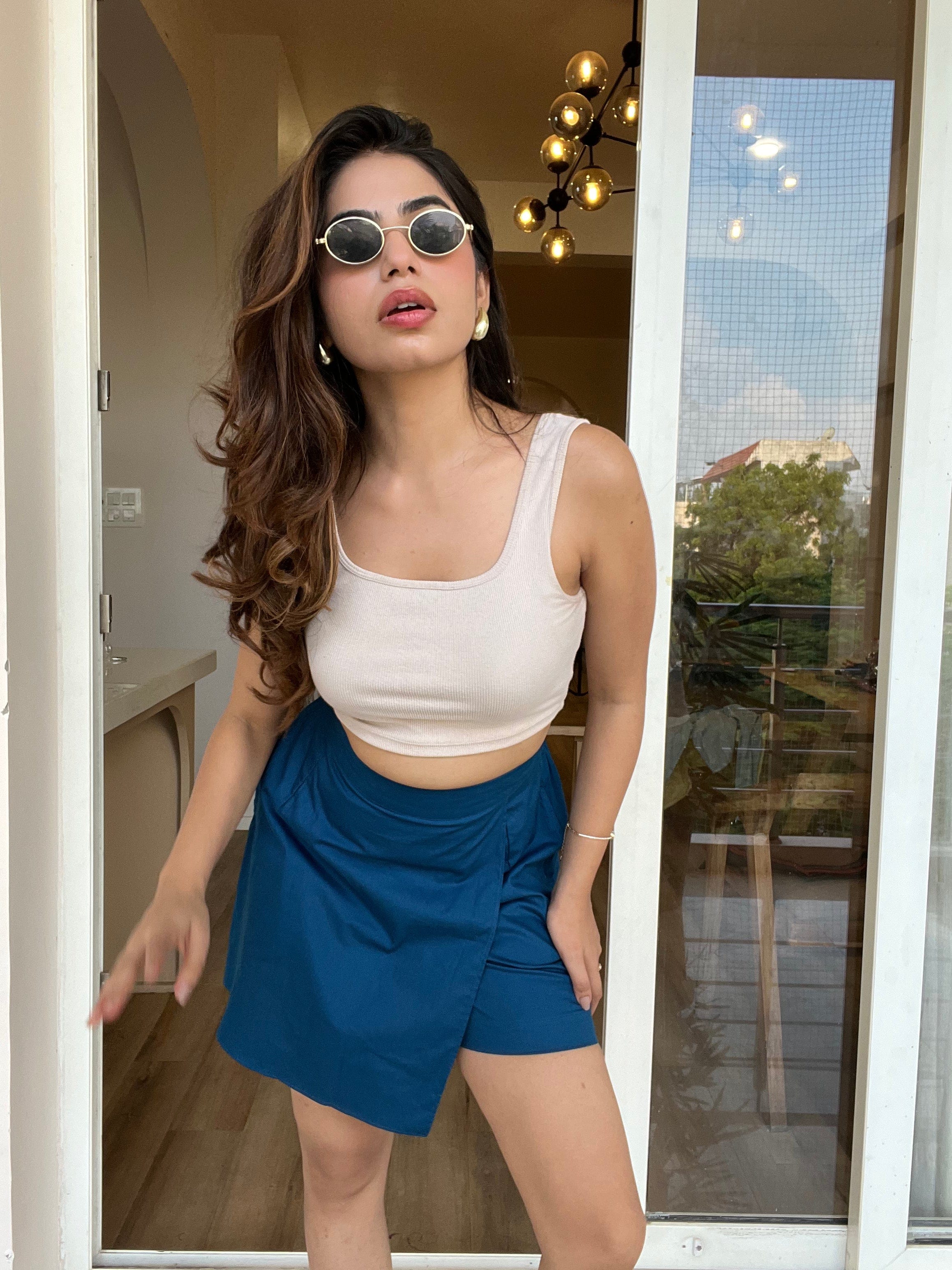 Sapphire Cotton - Satin Skorts