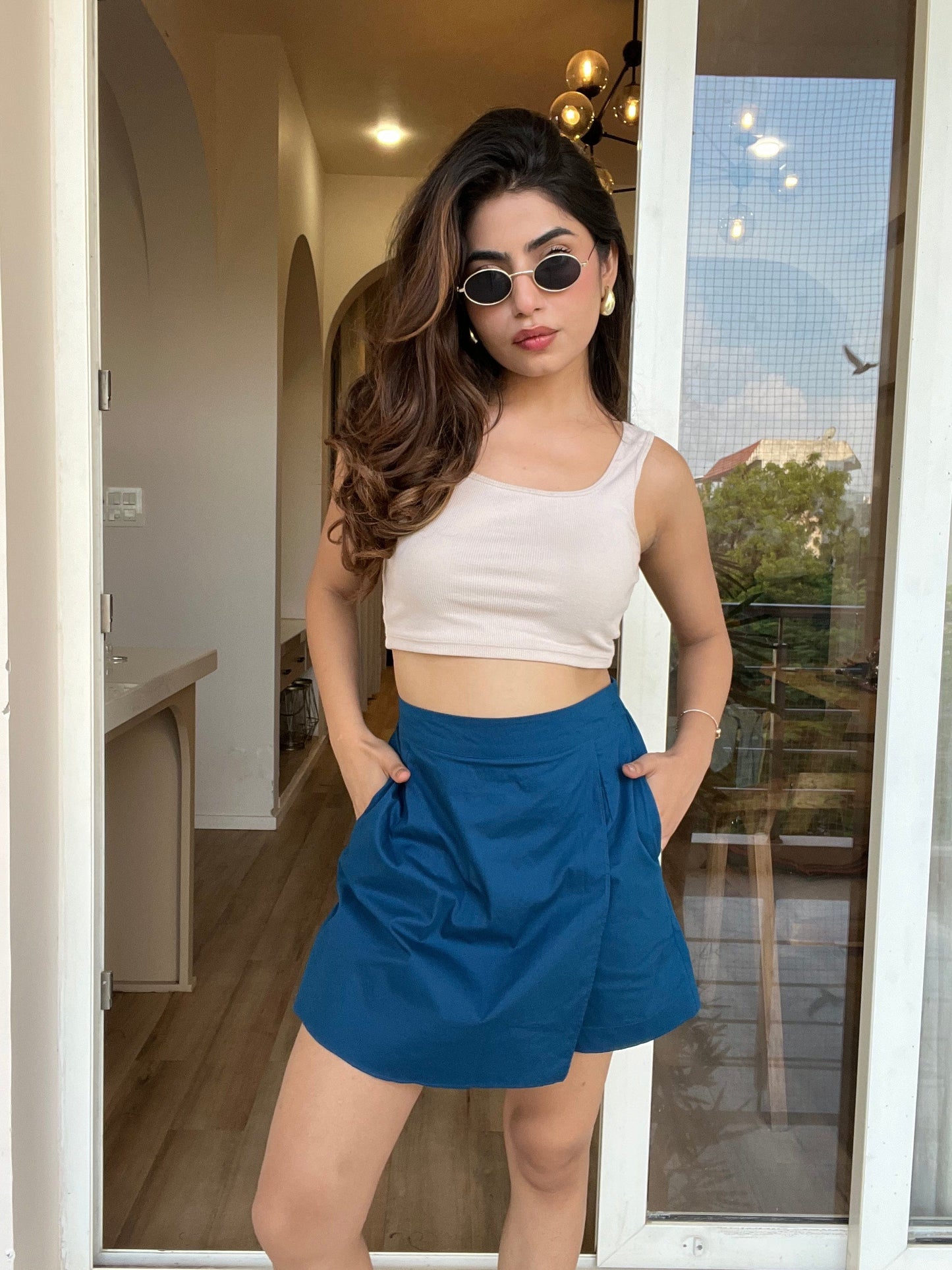 Sapphire Cotton - Satin Skorts