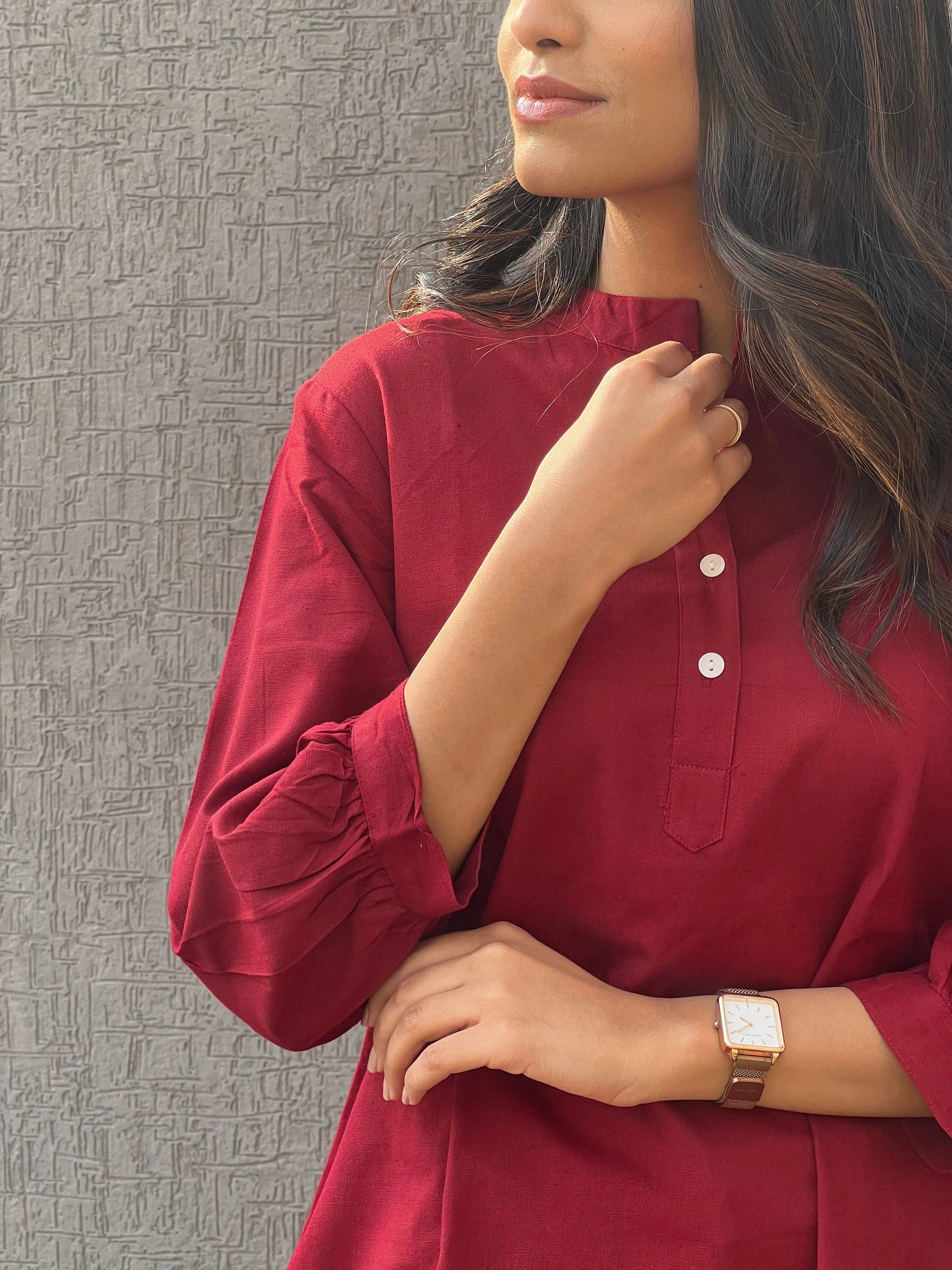 Sangria Red Short Kurta - Sugnaa