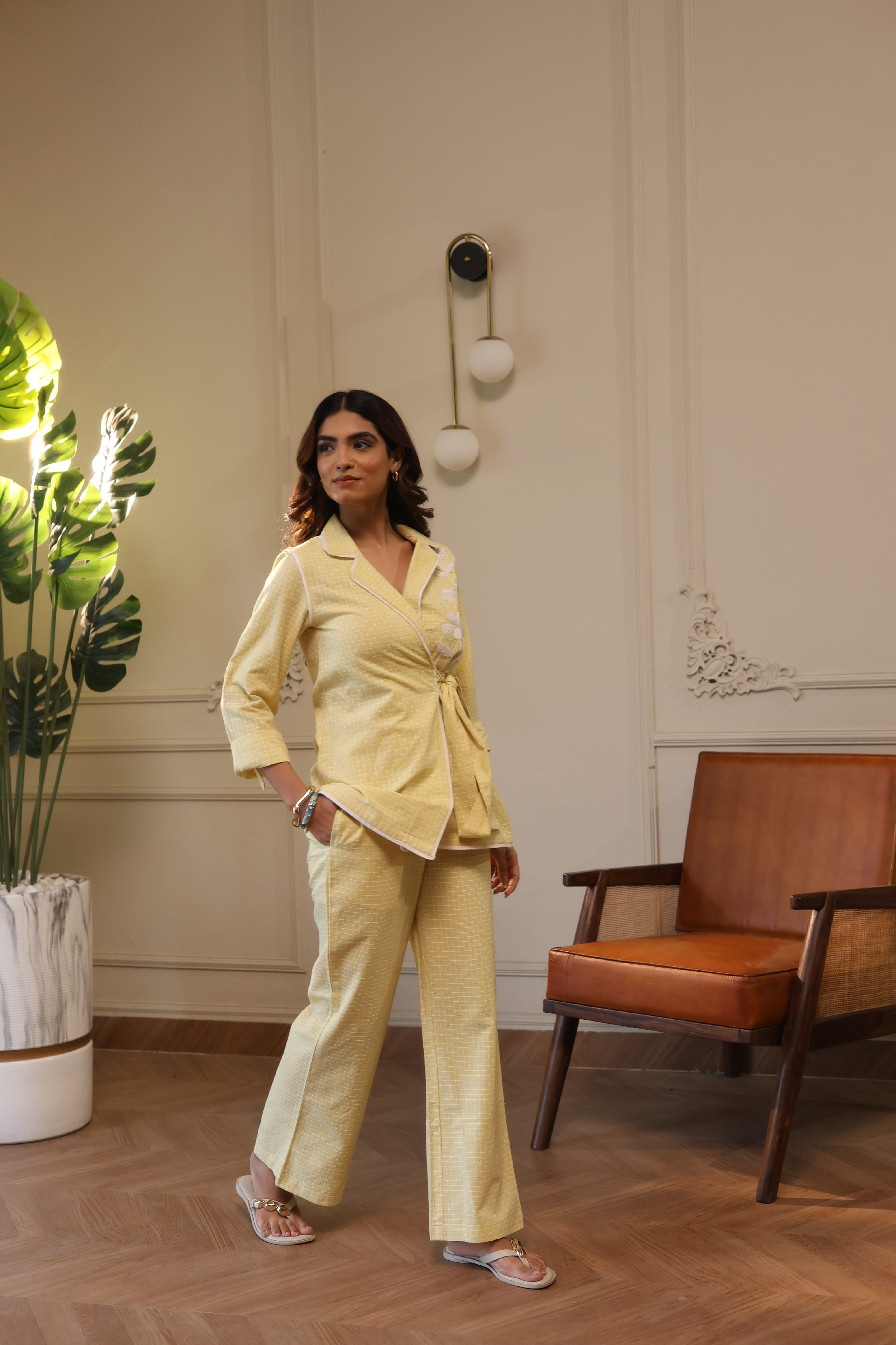 Rhea Embroidered Set - Butter Yellow