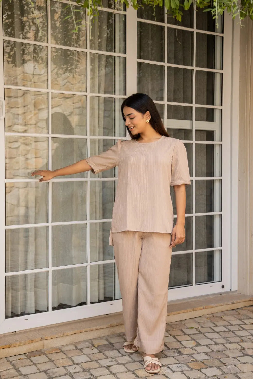 Knitted Tunic Set - Brown