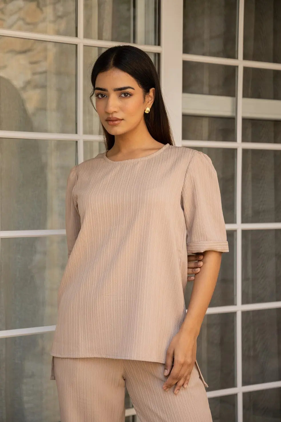 Knitted Tunic Set - Brown